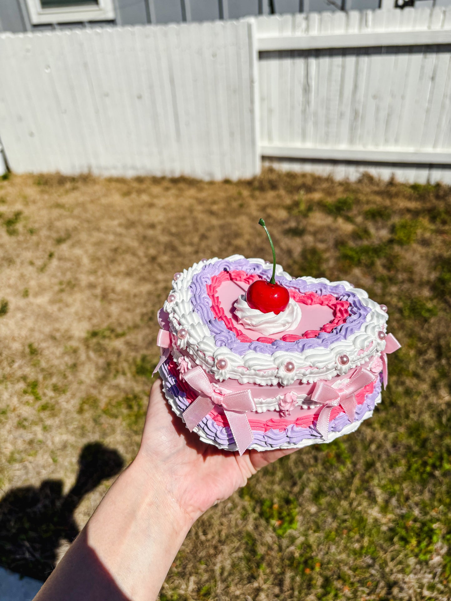 Heart Fake Cake Jewelry Box with Mirror