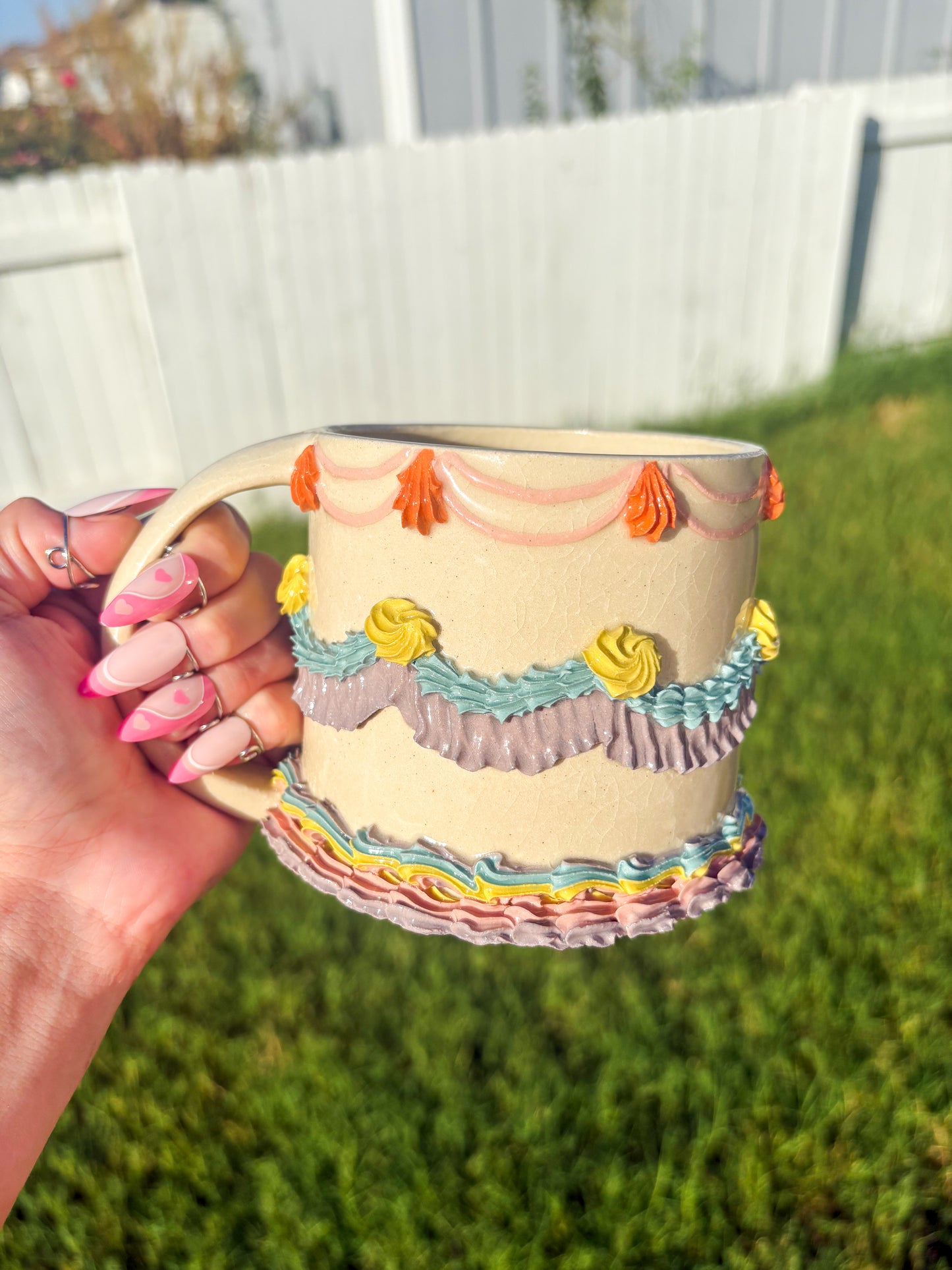 Rainbow Vintage Cake Mug