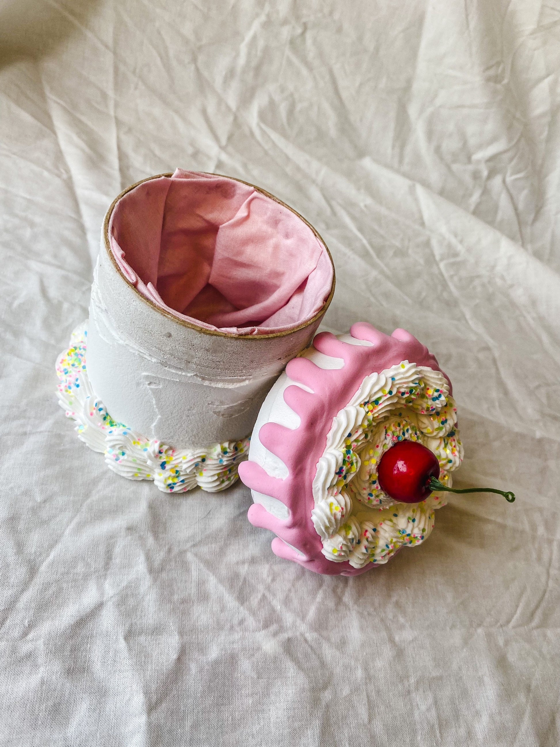 Pink drip and Rainbow confetti Fake Cake Box
