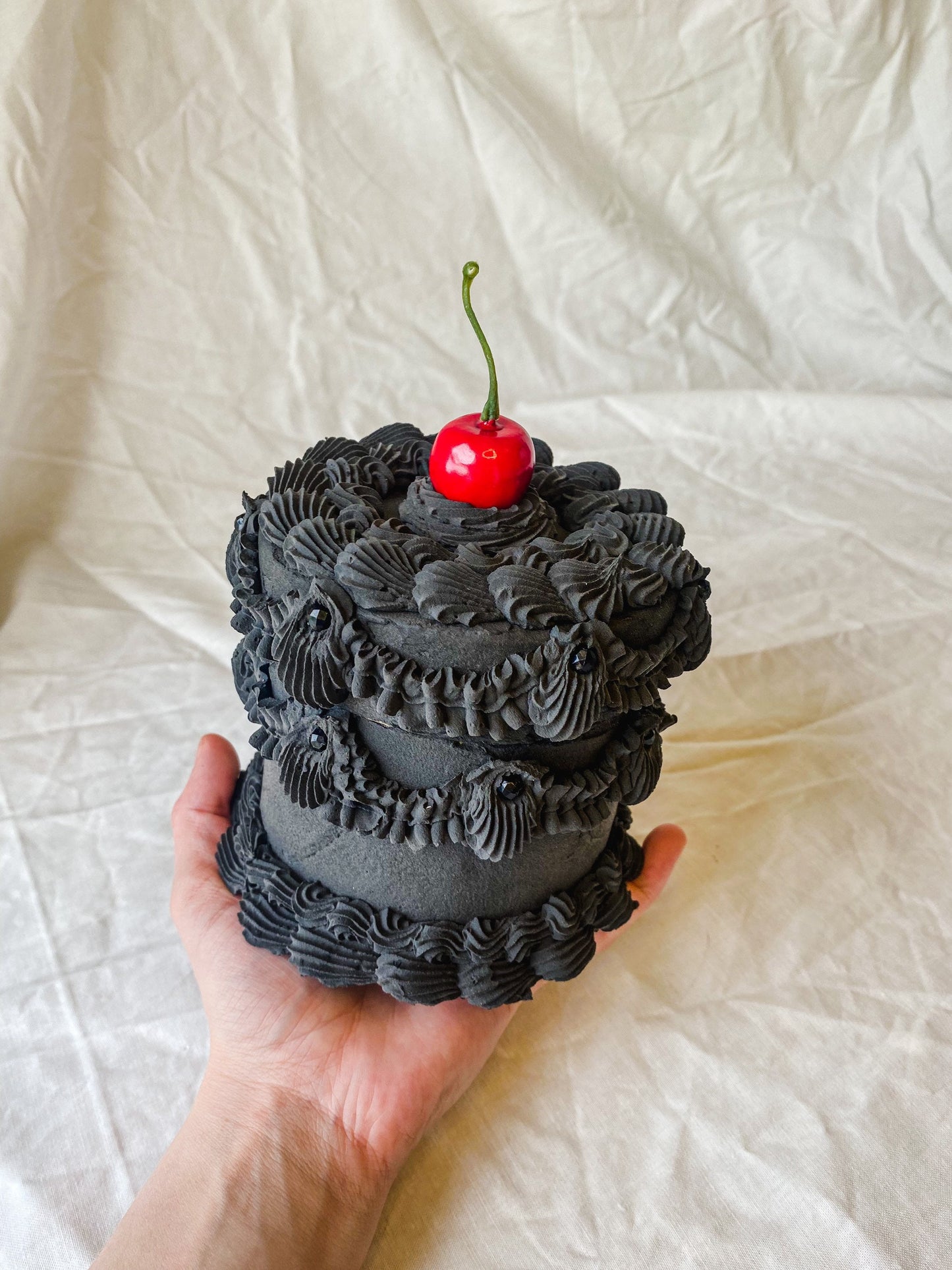 Gothic Matte Black Fake Cake Box