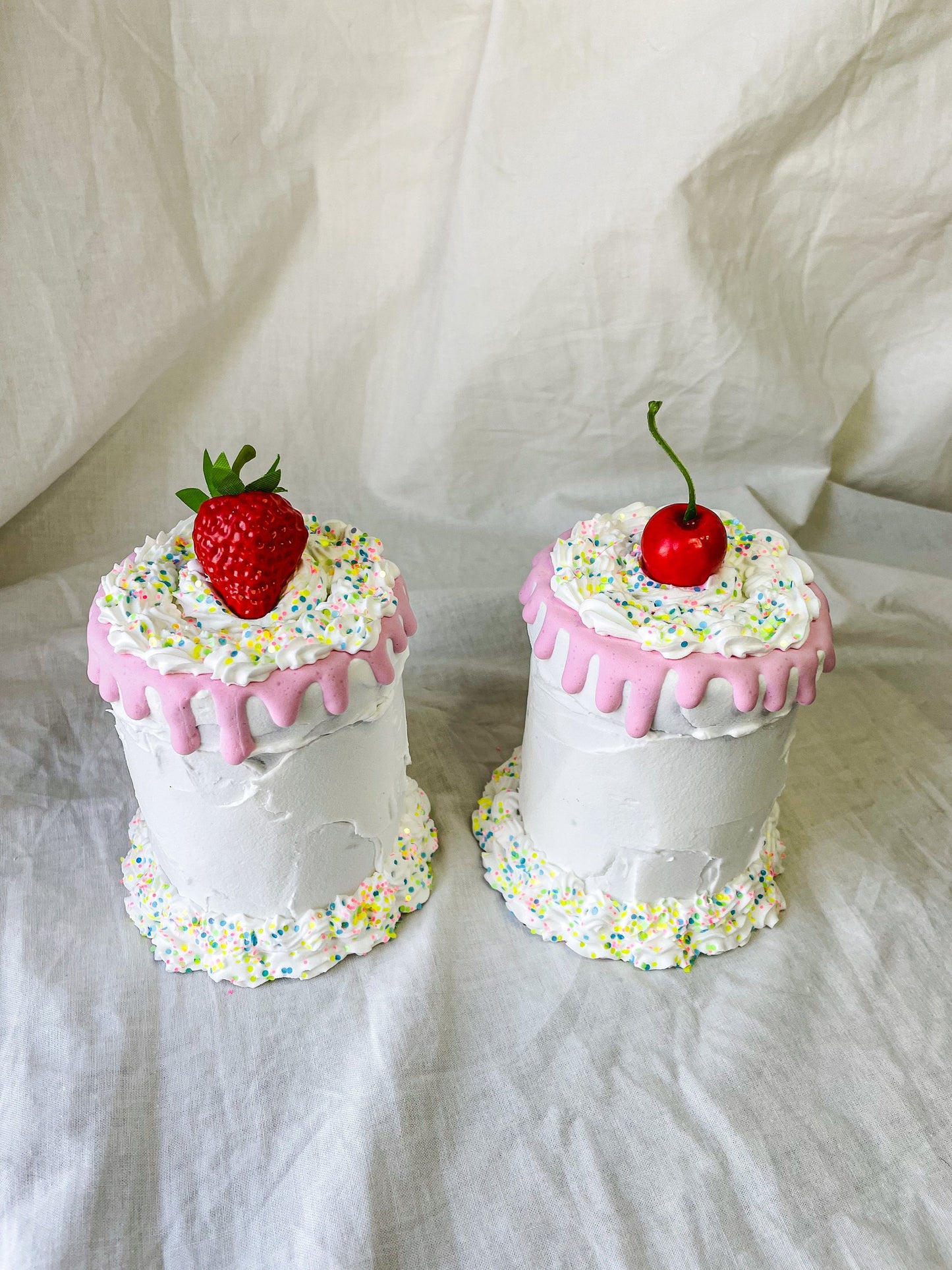 Pink drip and Rainbow confetti Fake Cake Box