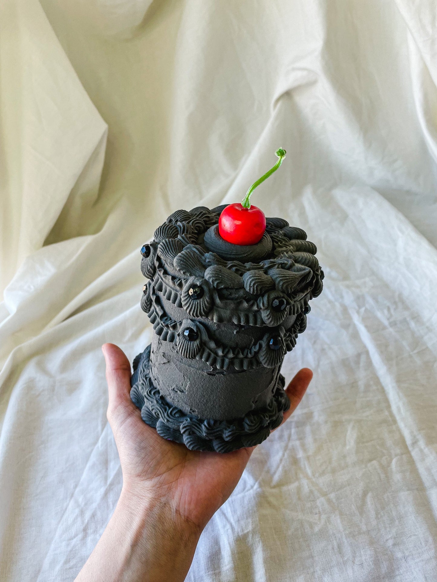 Gothic Matte Black Fake Cake Box