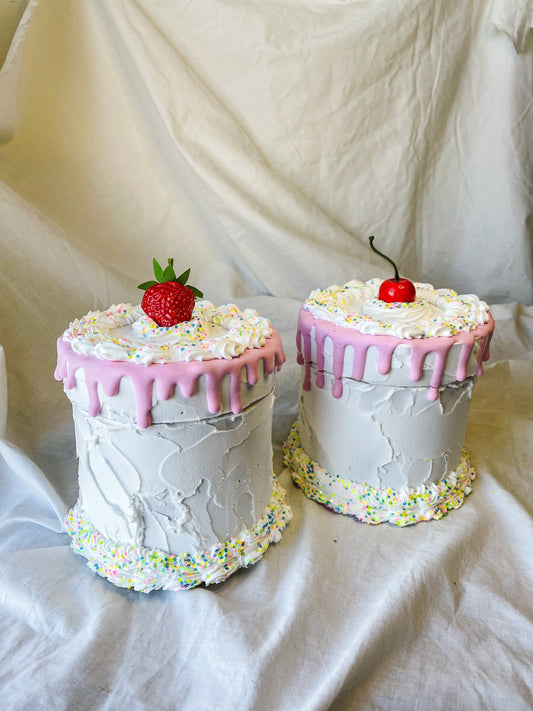 Pink drip and Rainbow confetti Fake Cake Box