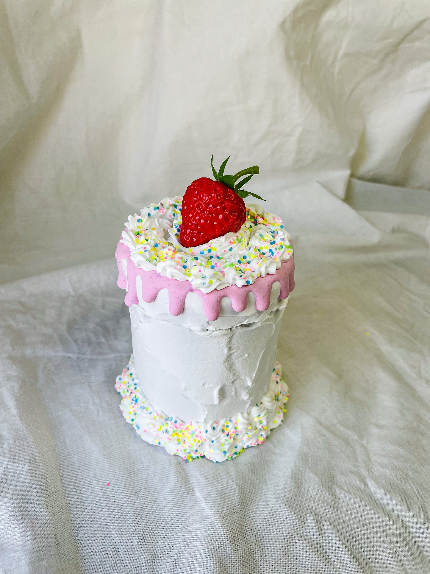 Pink drip and Rainbow confetti Fake Cake Box