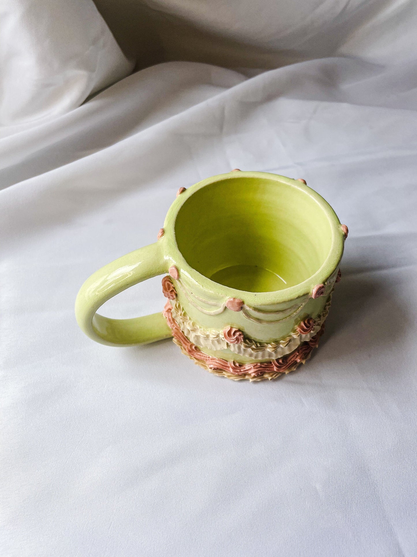 Mint and Pink Ceramic Cake Mug