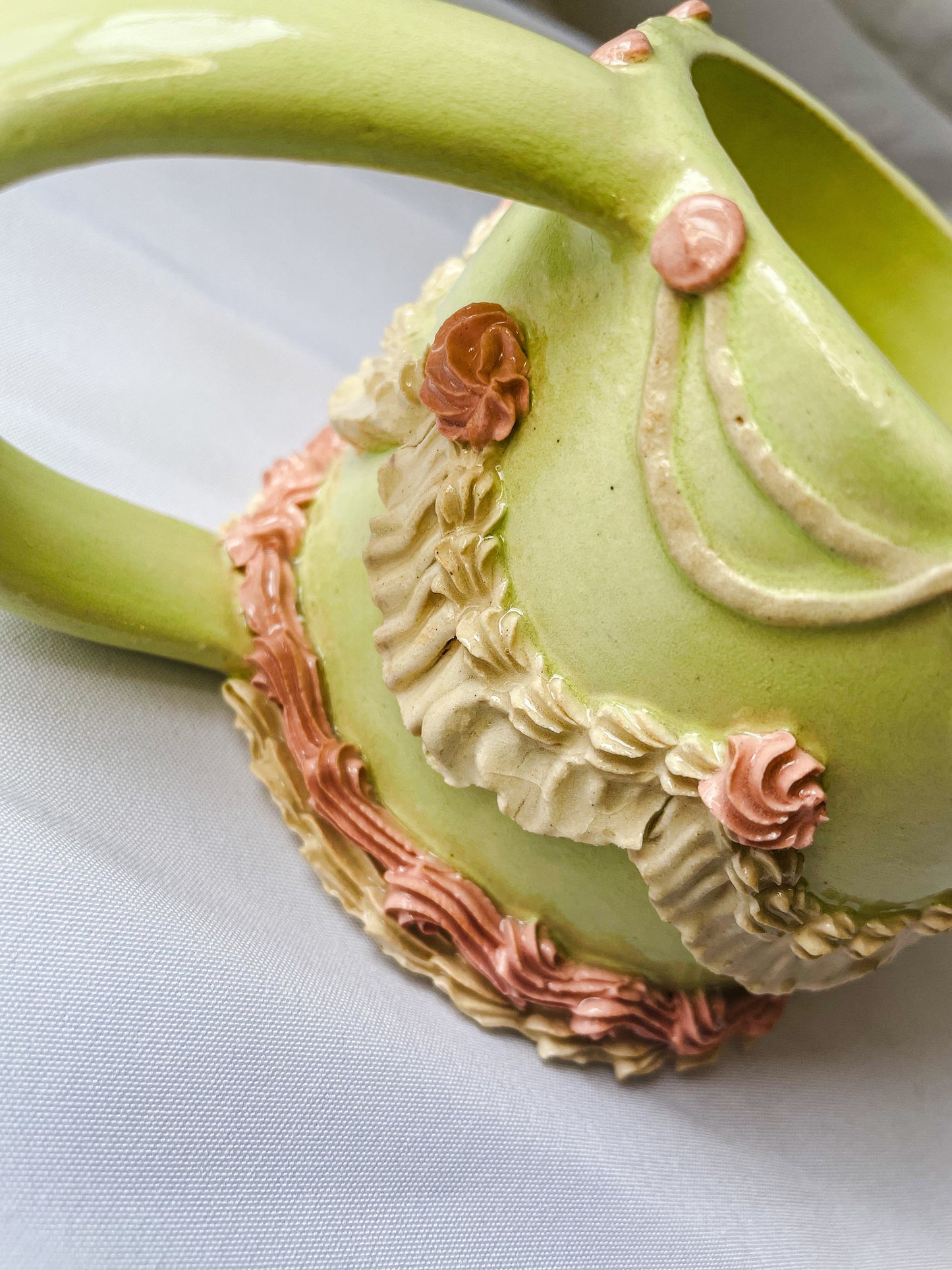 Mint and Pink Ceramic Cake Mug