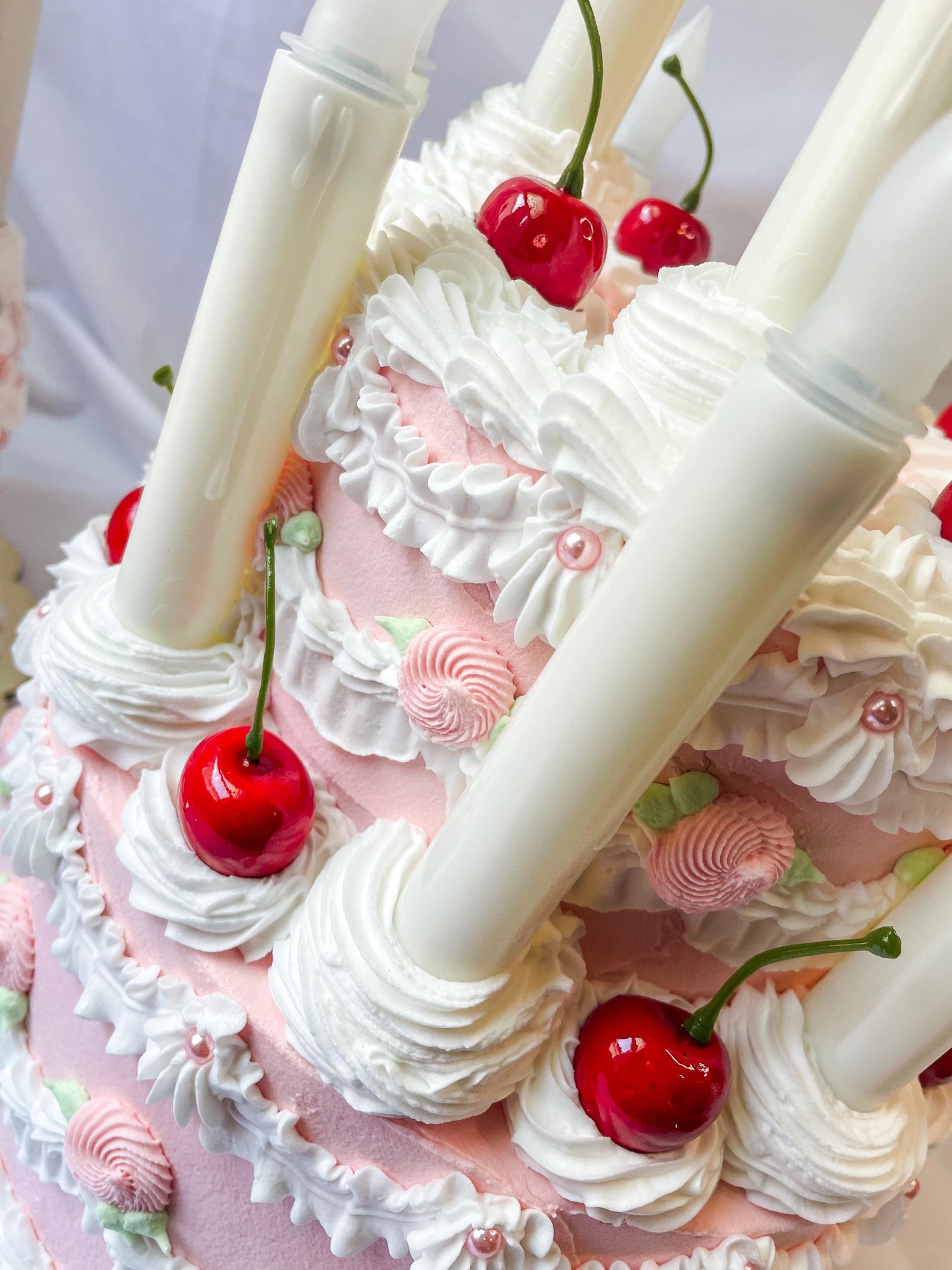 Vintage Pink and White Fake Cake Lamp