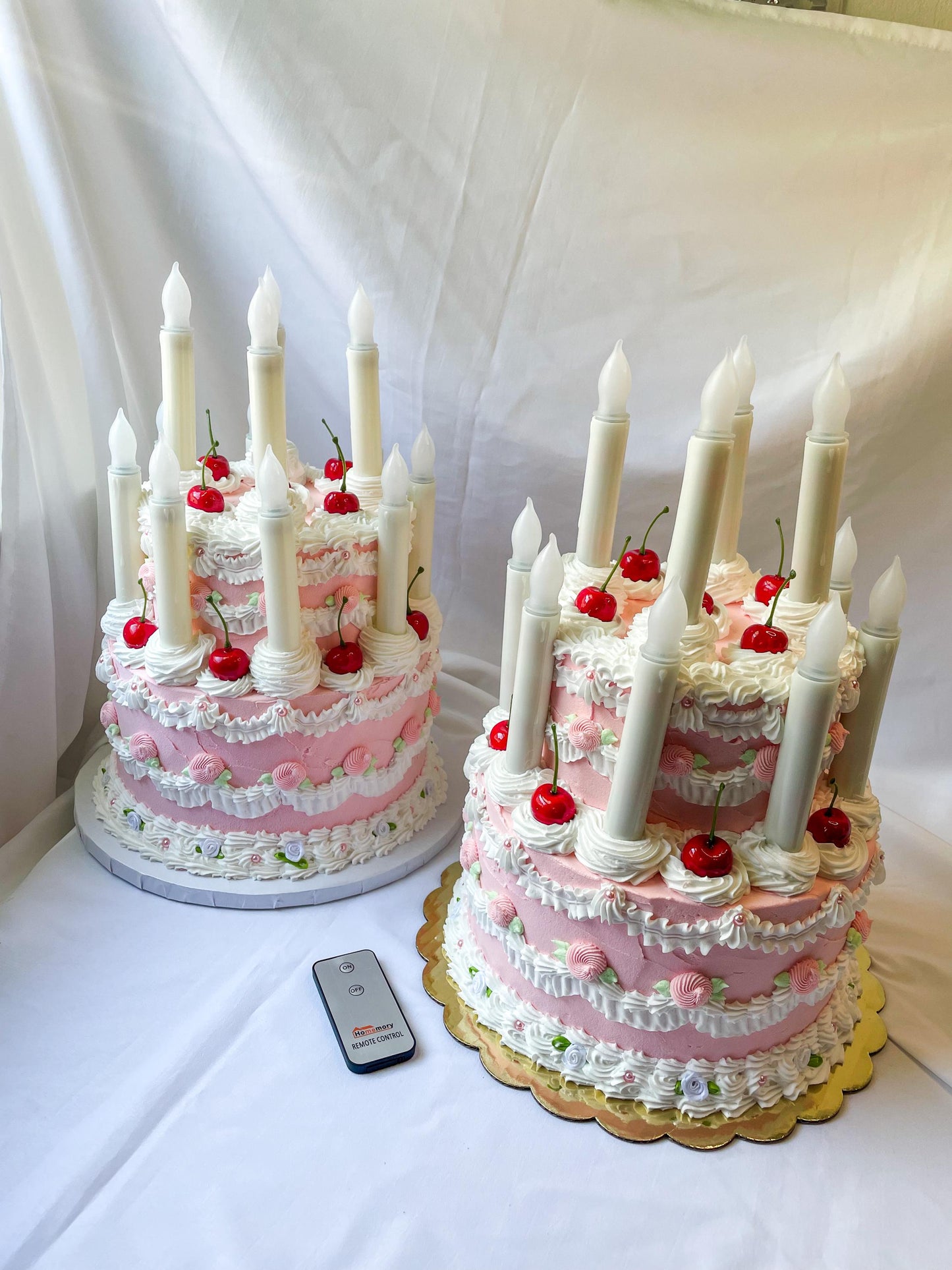 Vintage Pink and White Fake Cake Lamp