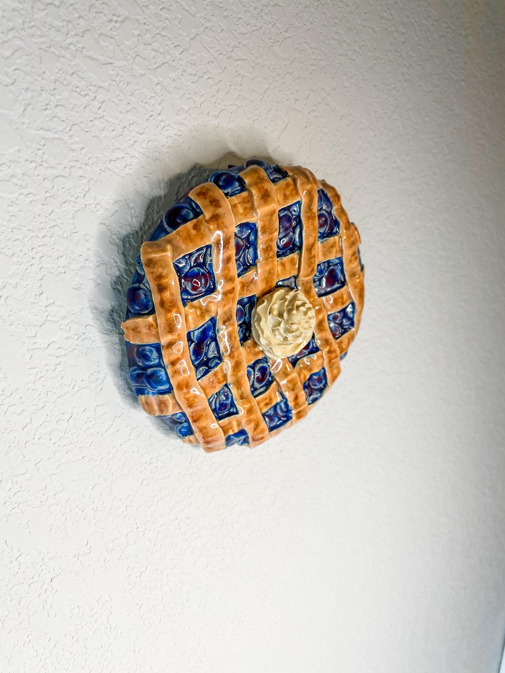 Ceramic Blueberry Pie Wall Hanging