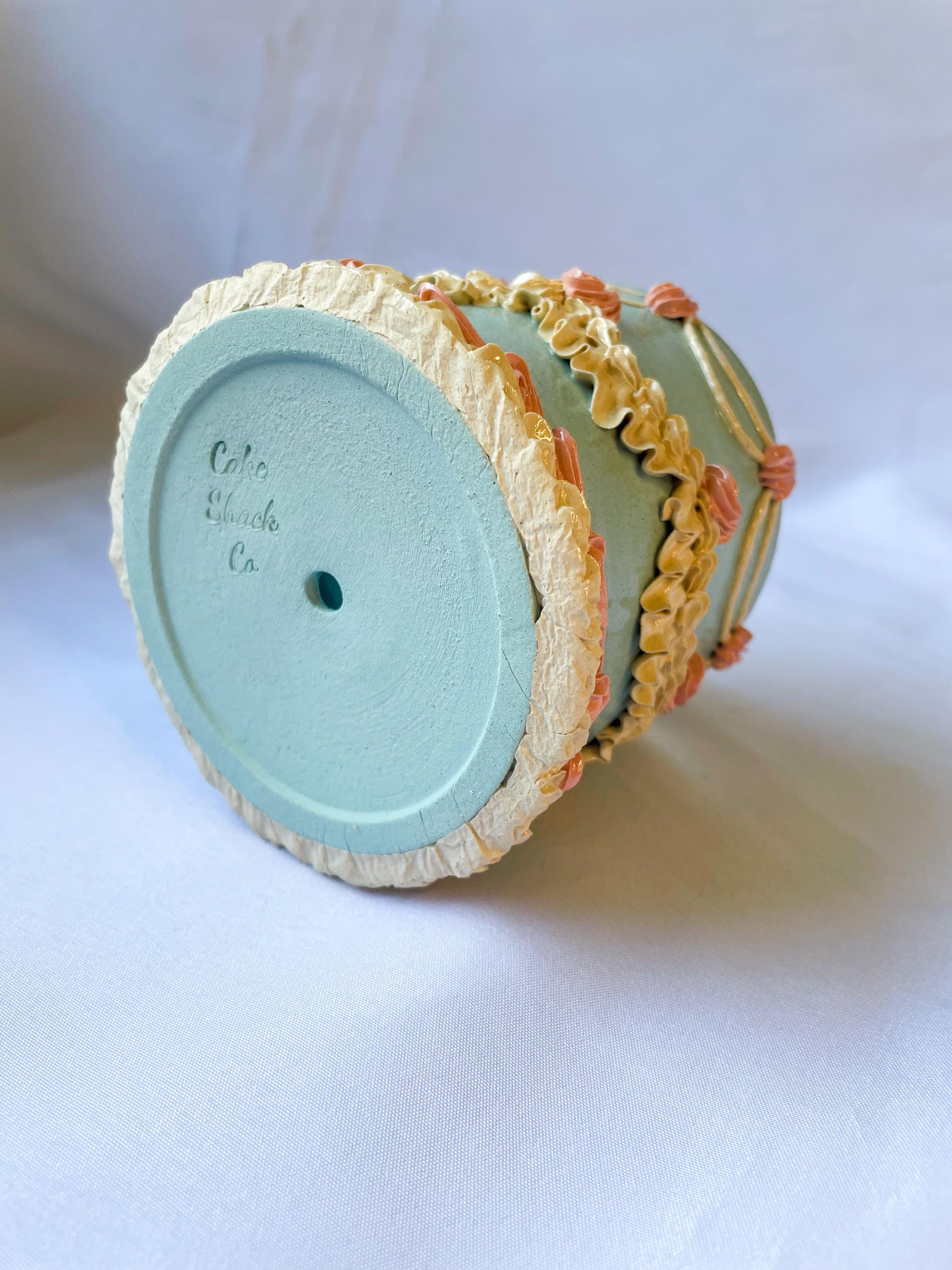 Light Blue and Pink Ceramic Cake Planter