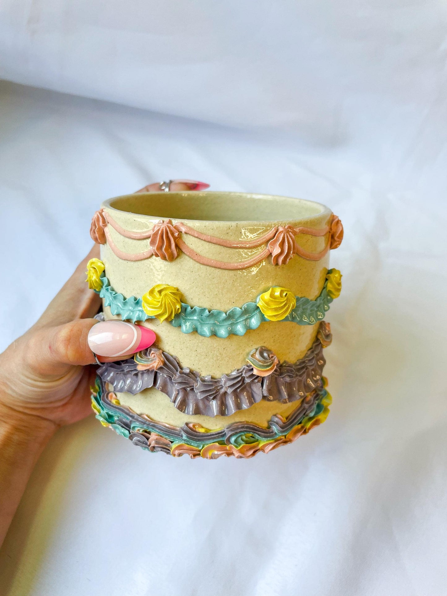 Rainbow Ceramic Cake Planter