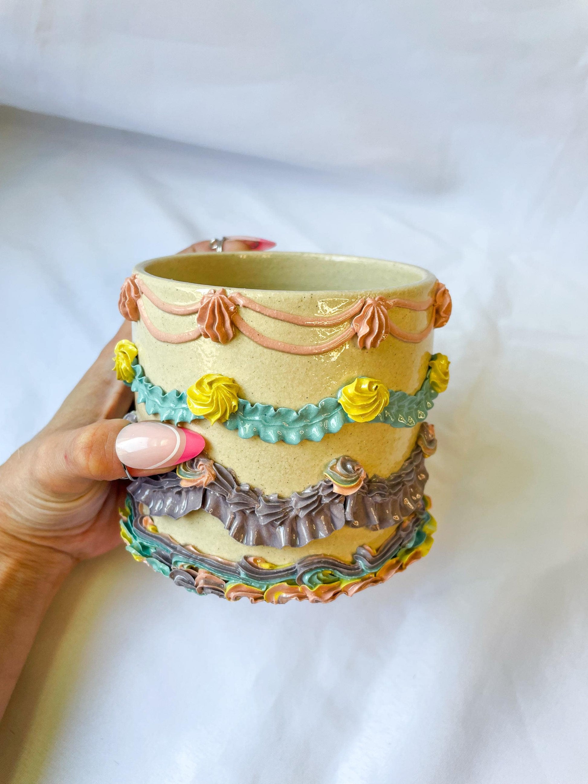 Rainbow Ceramic Cake Planter