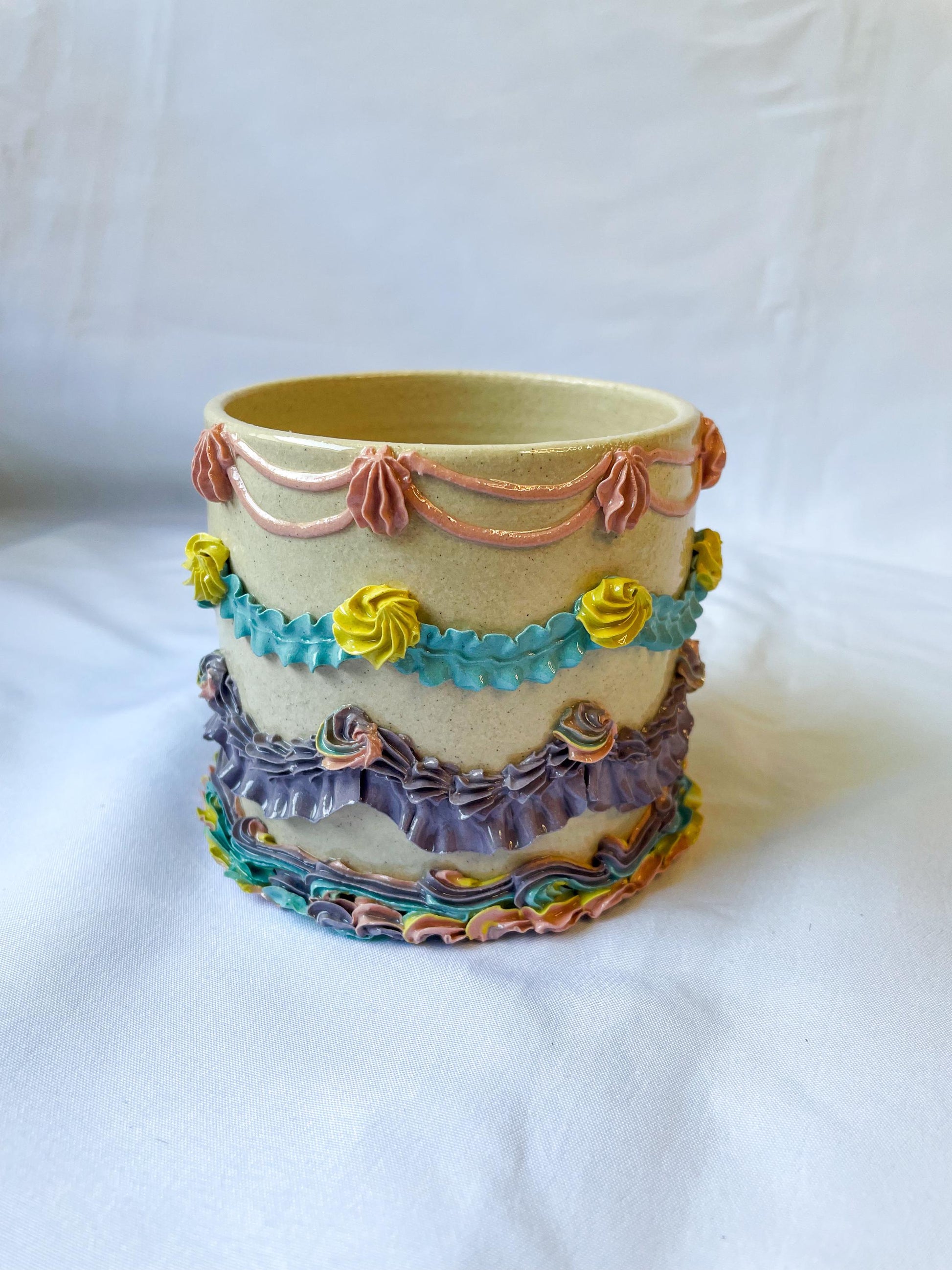 Rainbow Ceramic Cake Planter