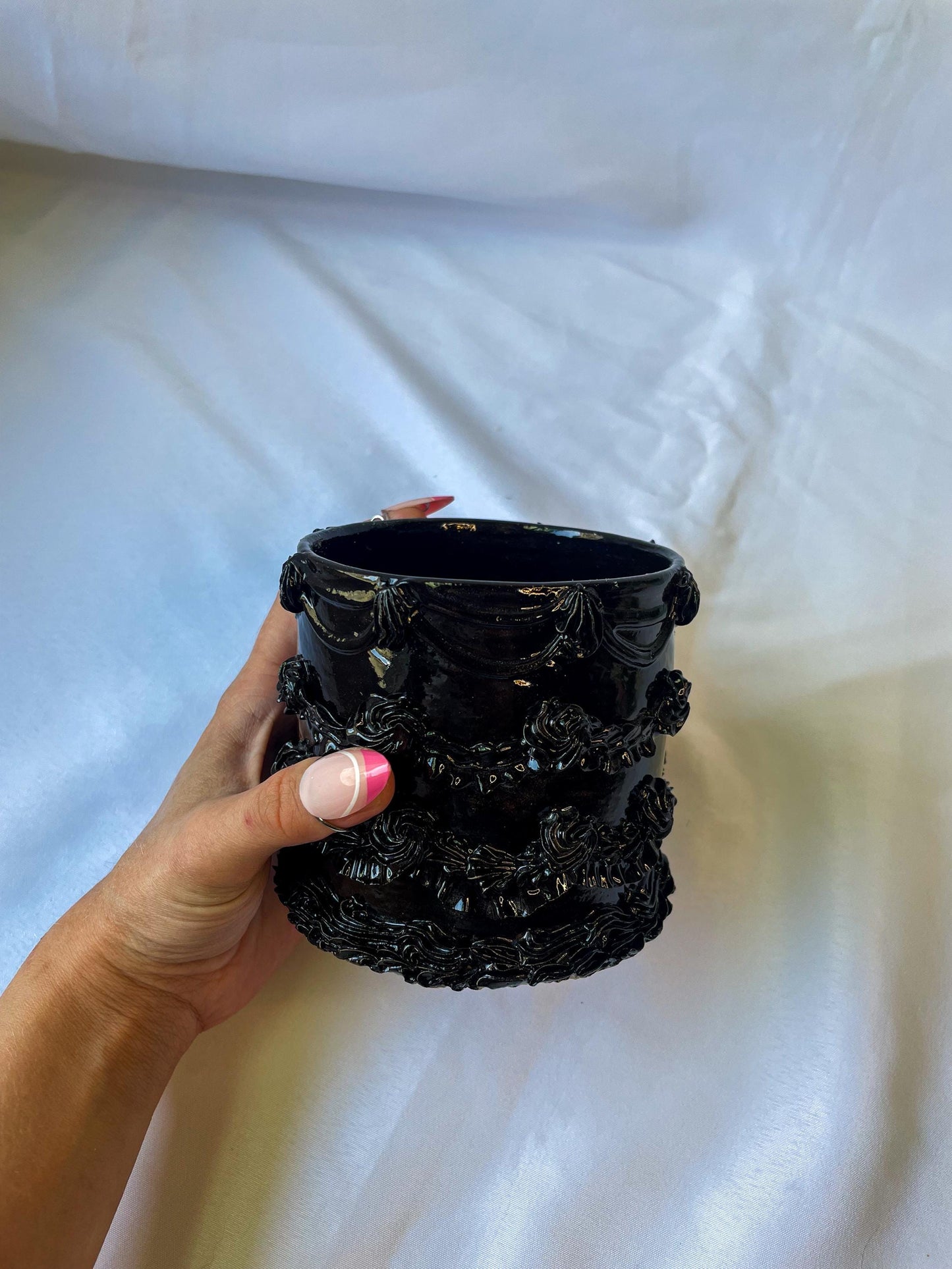 Gothic Black Ceramic Cake Planter