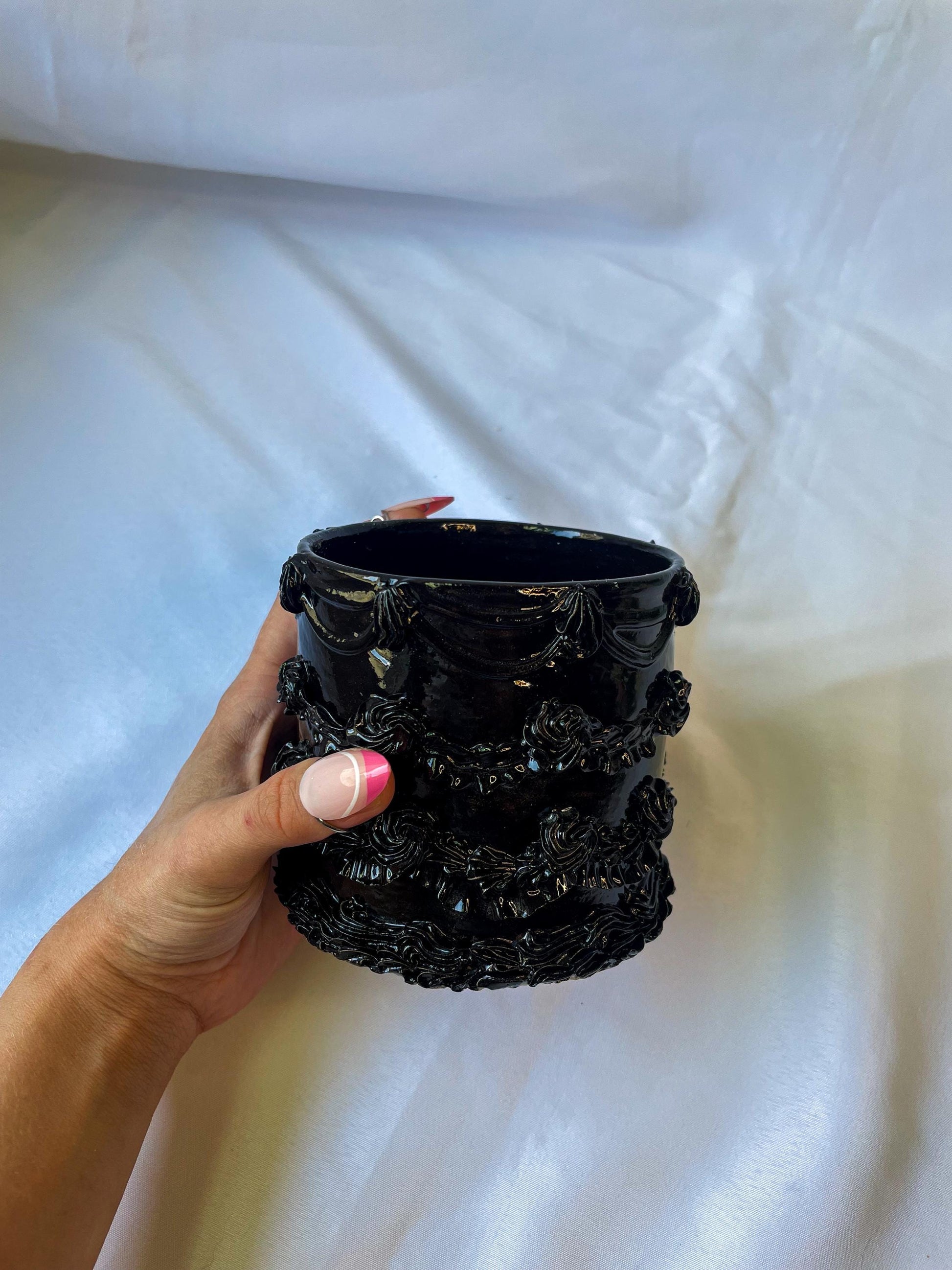 Gothic Black Ceramic Cake Planter
