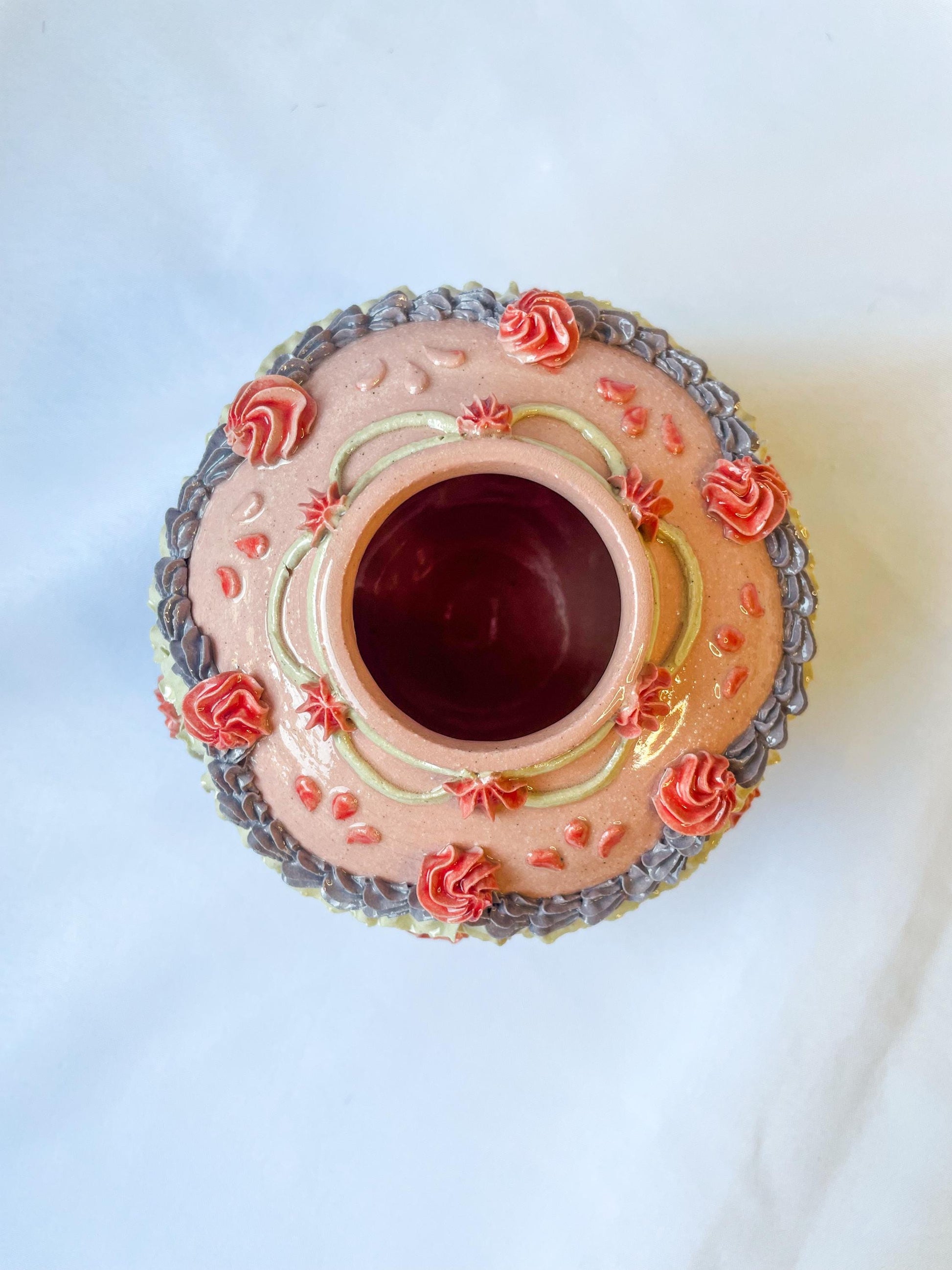 Pink and Purple Ceramic Cake Vase