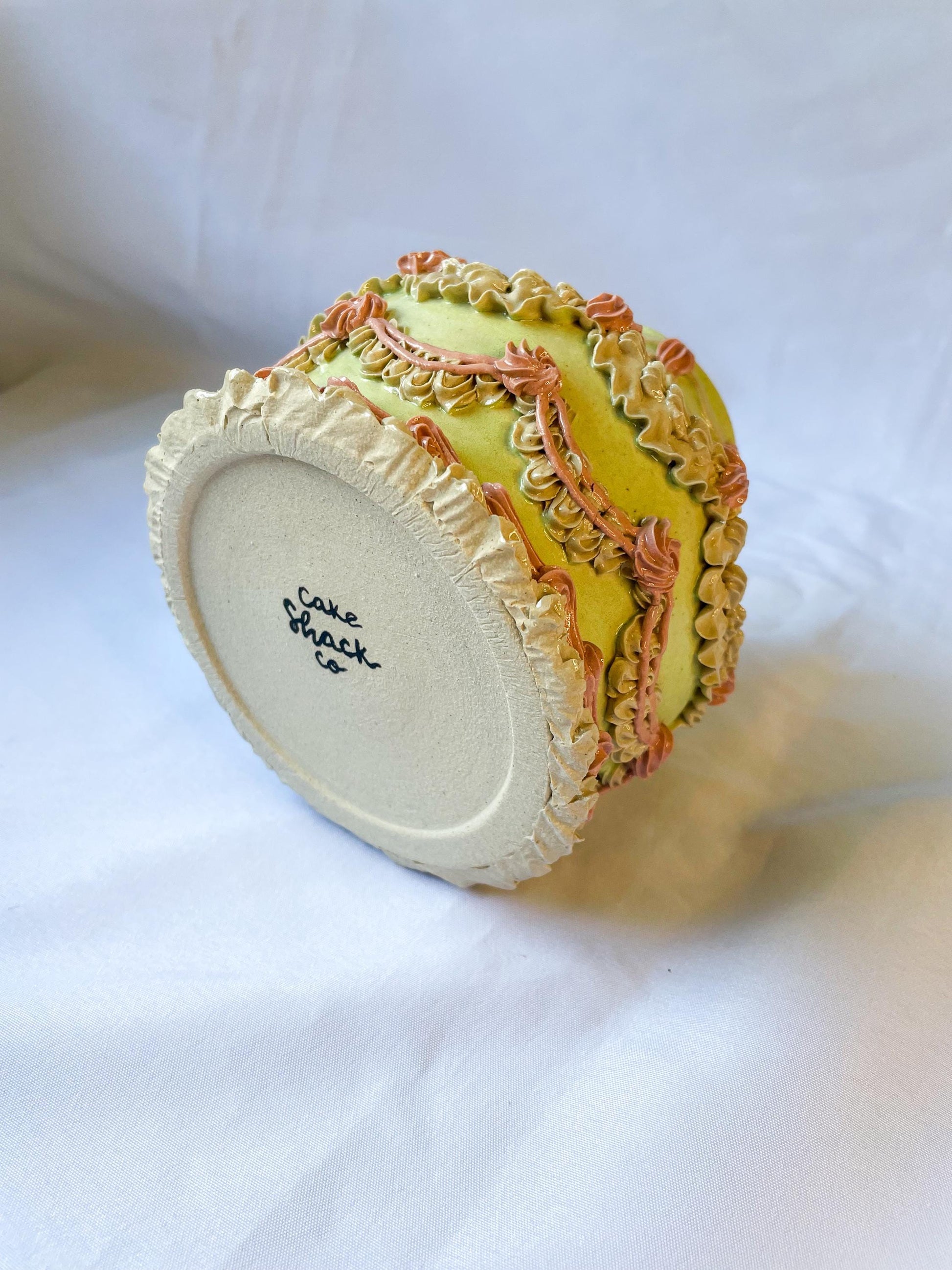 Mint and Pink Ceramic Cake Vase