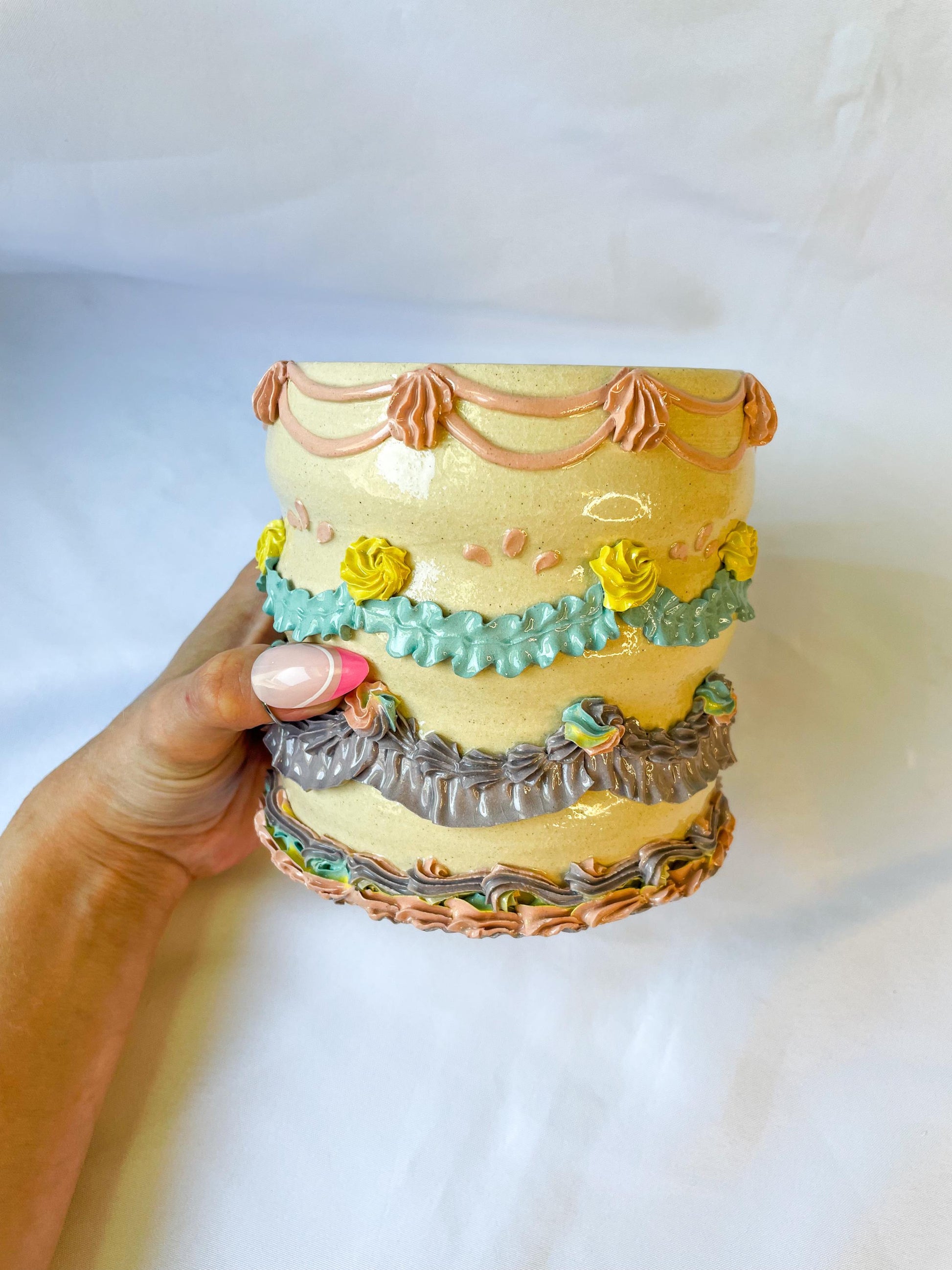 Rainbow Ceramic Cake Vase