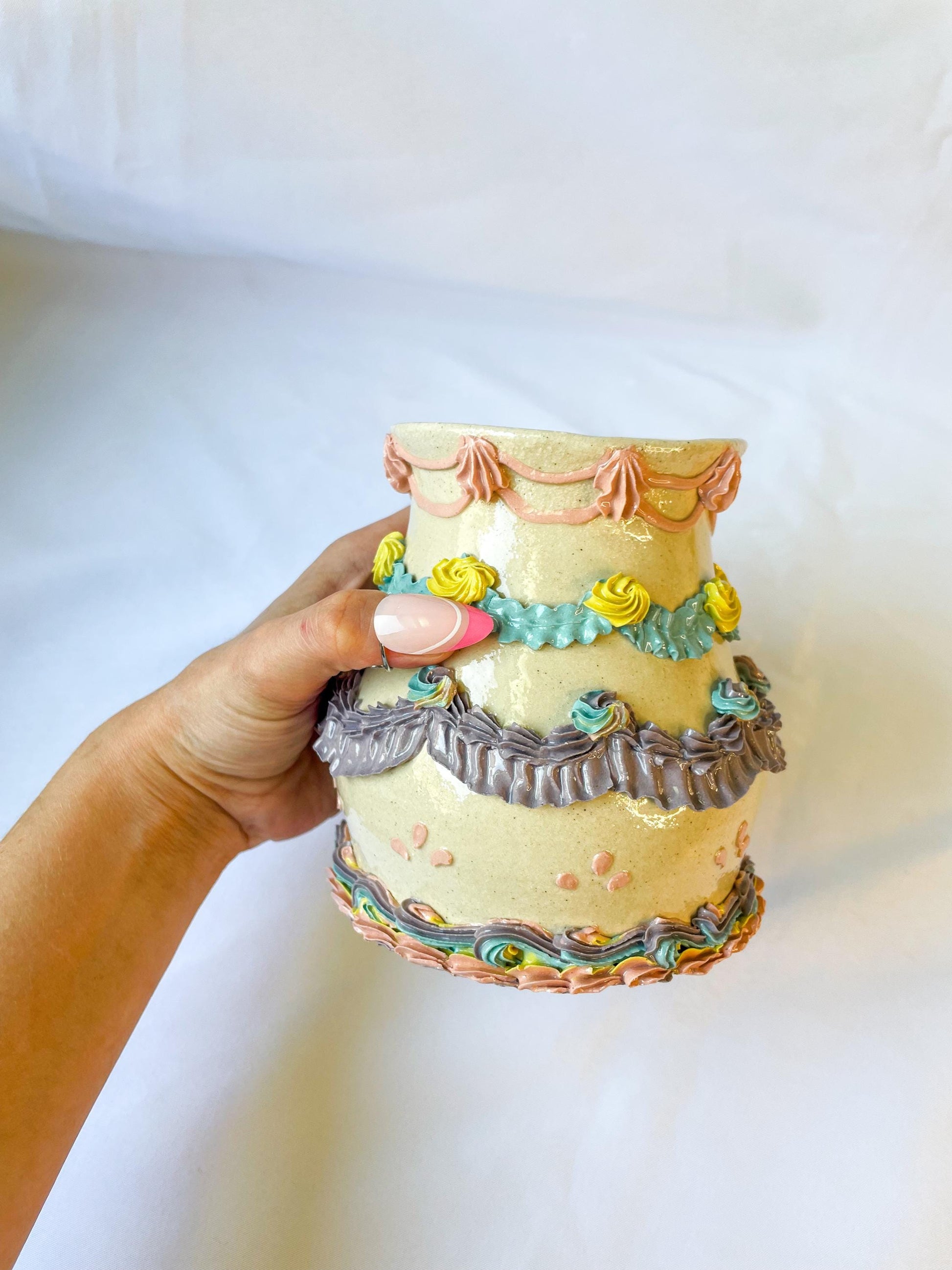 Rainbow Ceramic Cake Vase