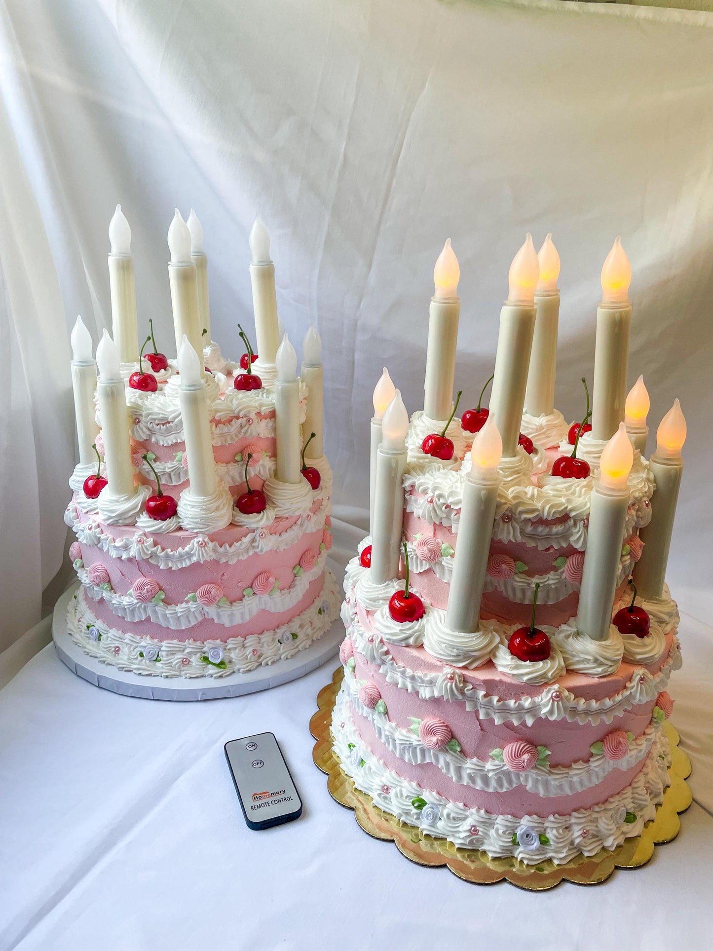 Vintage Pink and White Fake Cake Lamp