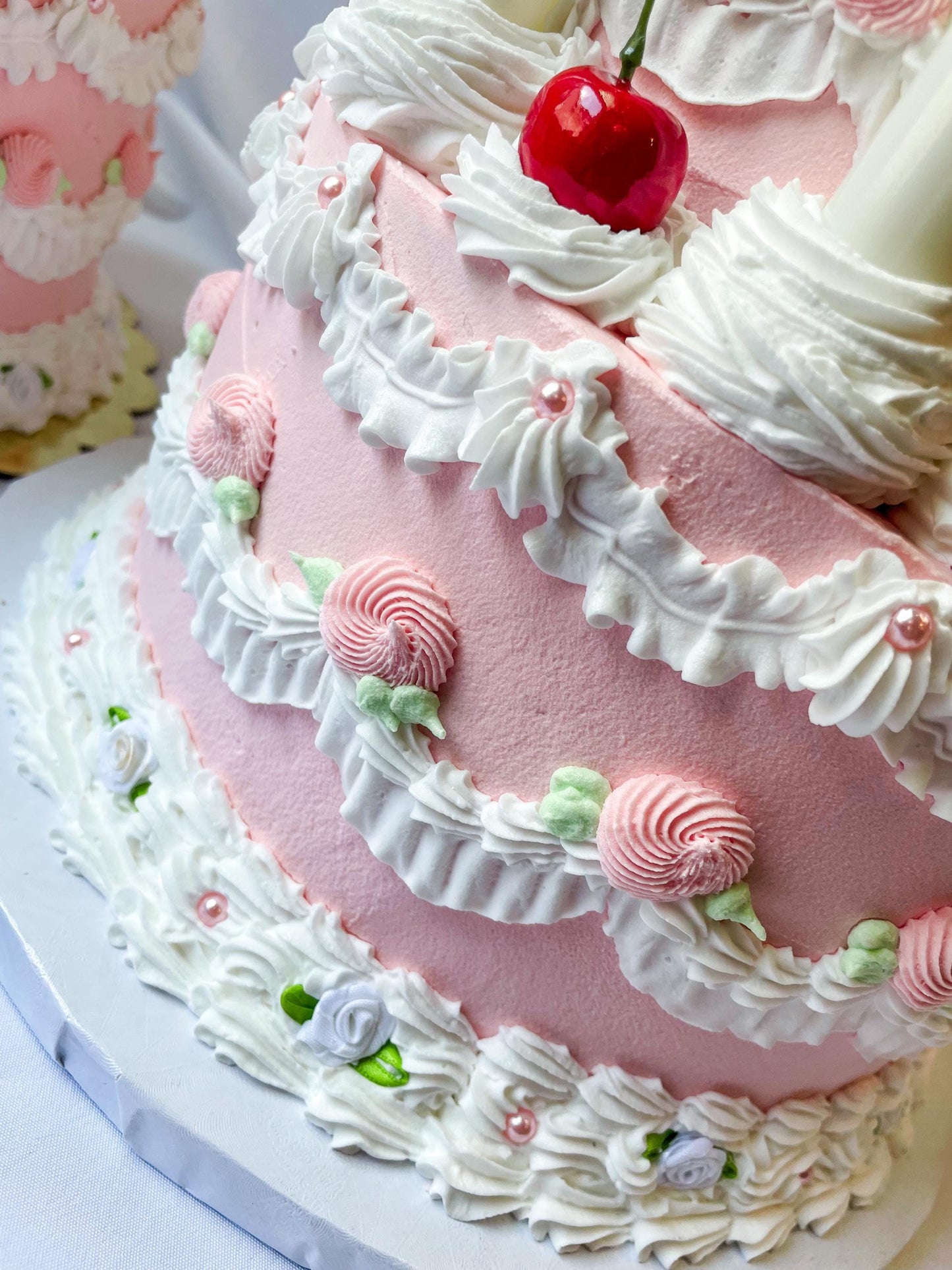 Vintage Pink and White Fake Cake Lamp
