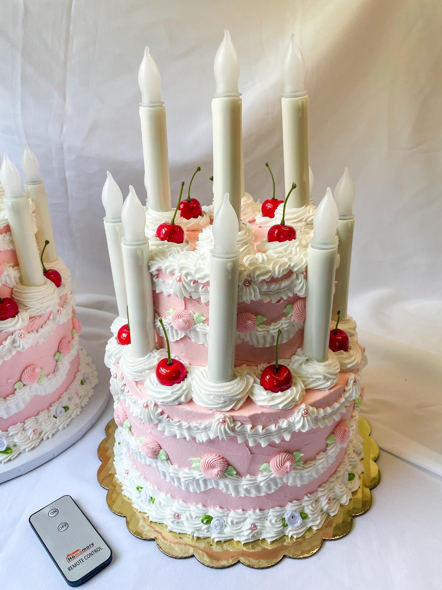 Vintage Pink and White Fake Cake Lamp