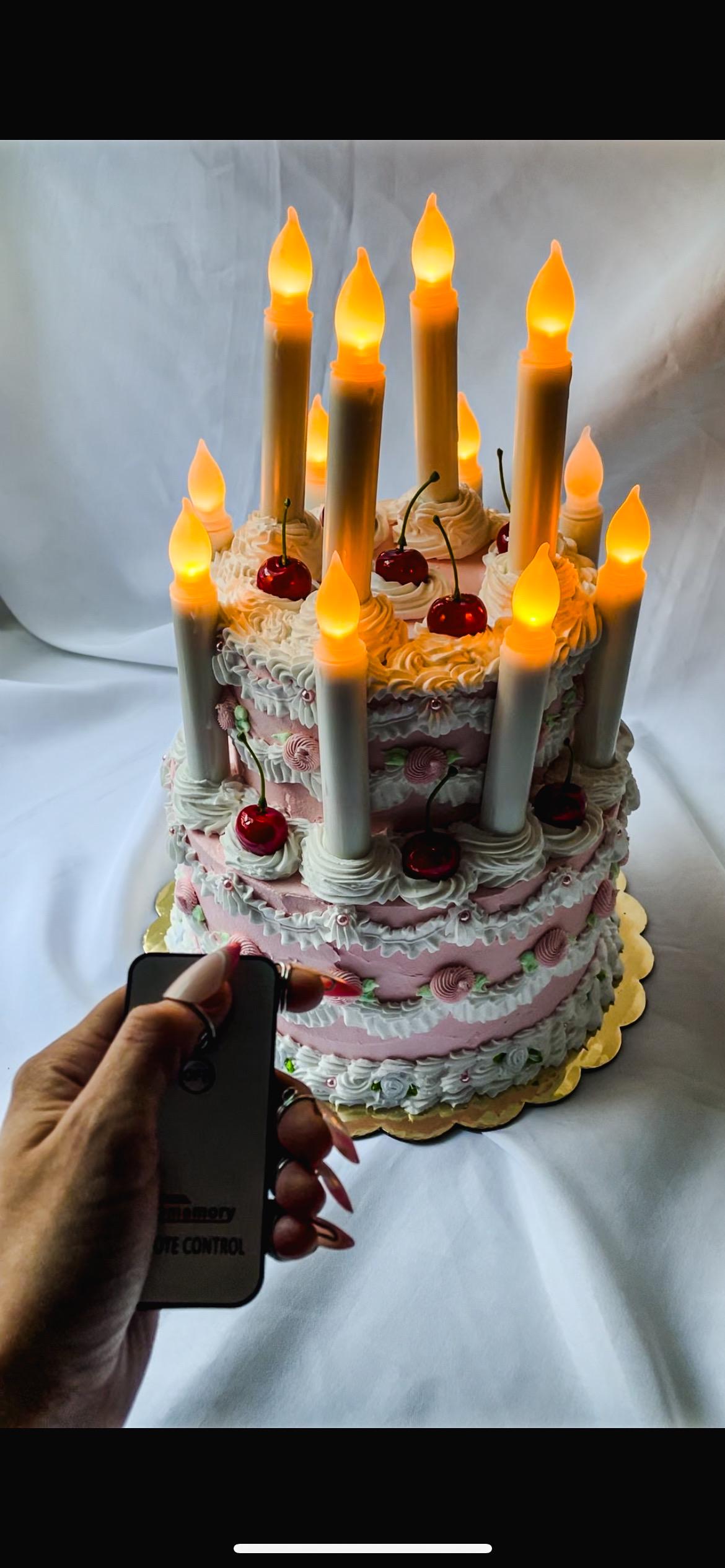 Vintage Pink and White Fake Cake Lamp
