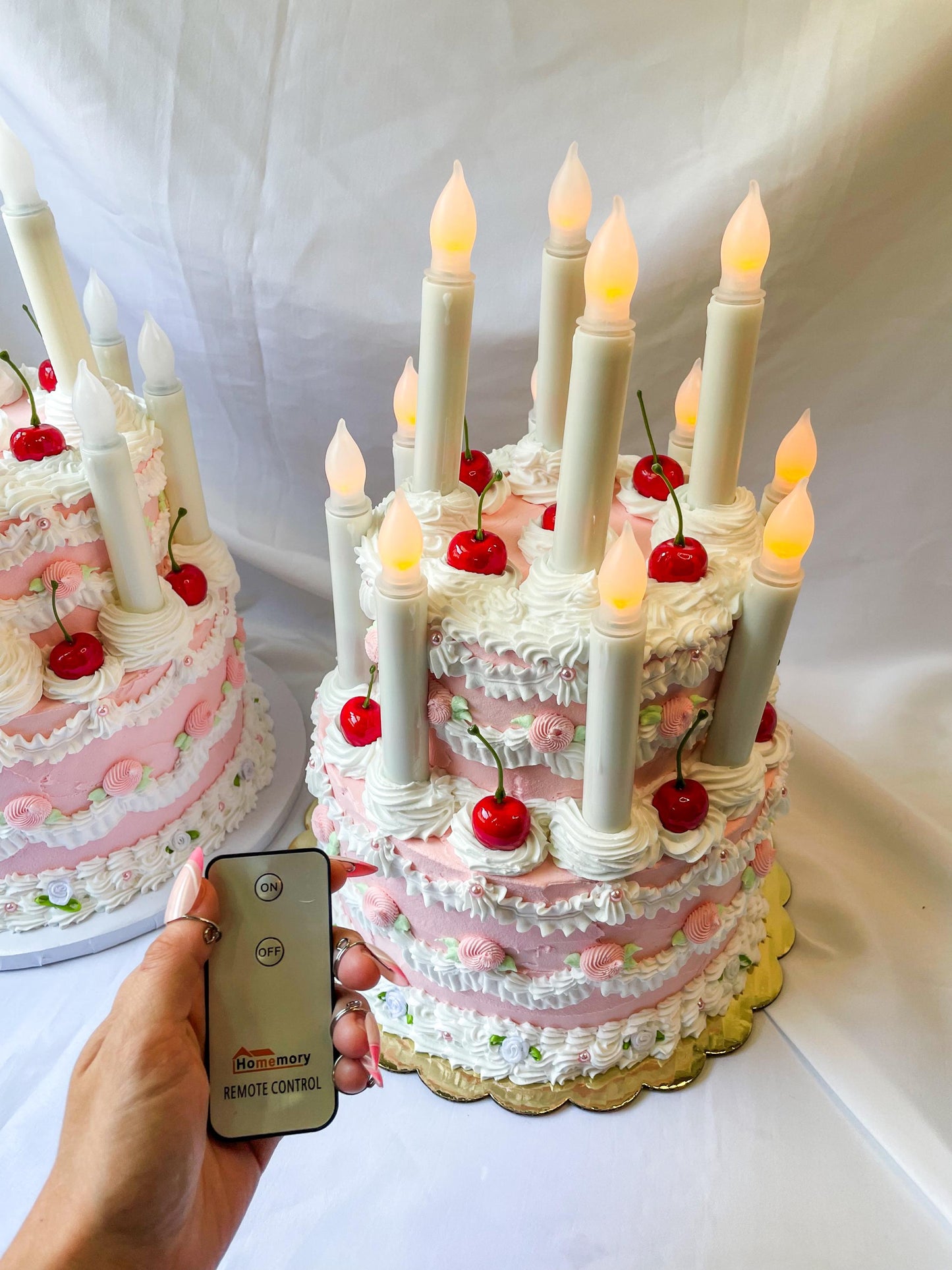 Vintage Pink and White Fake Cake Lamp