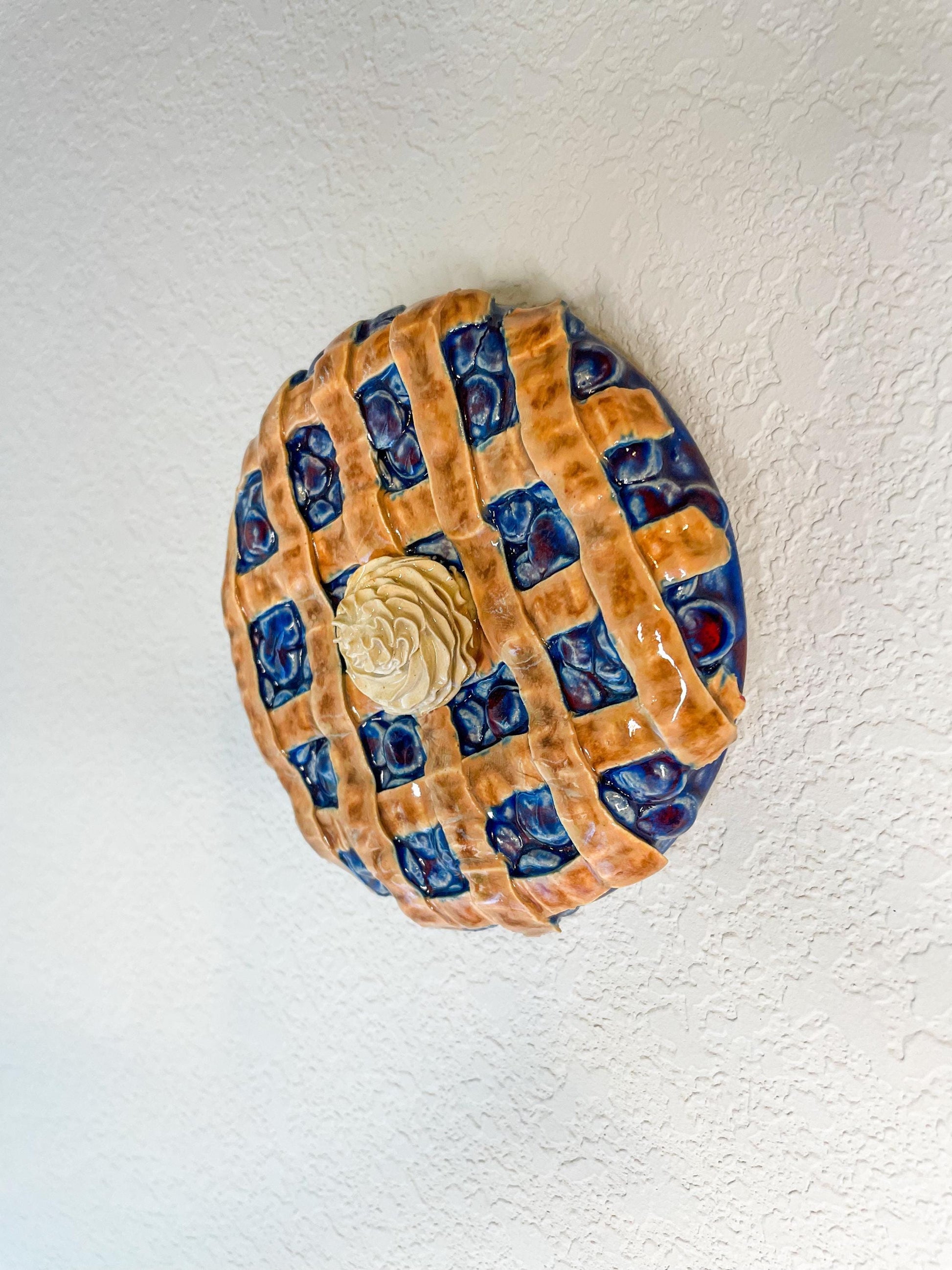 Ceramic Blueberry Pie Wall Hanging