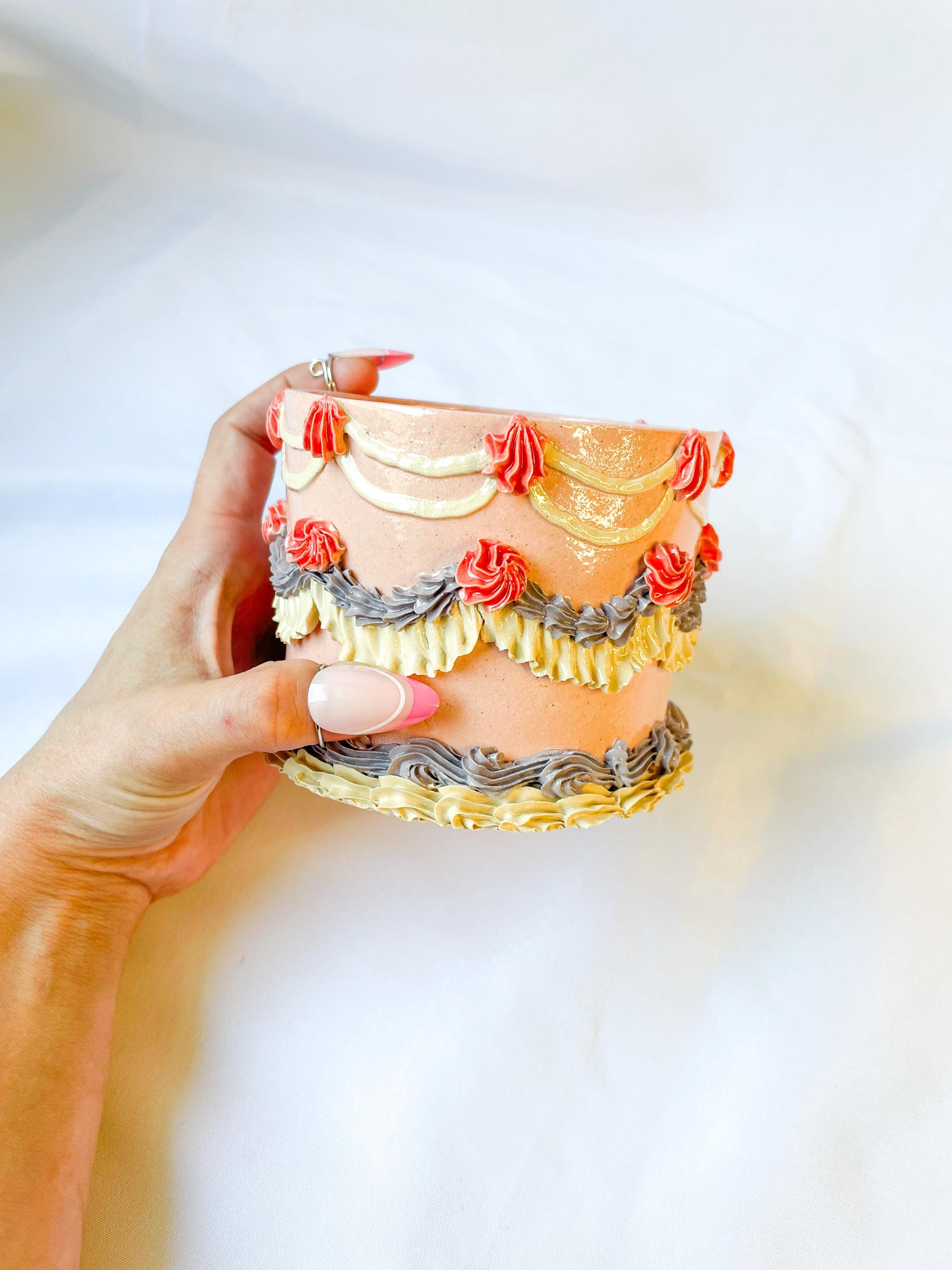 Pink and Purple Ceramic Cake Planter