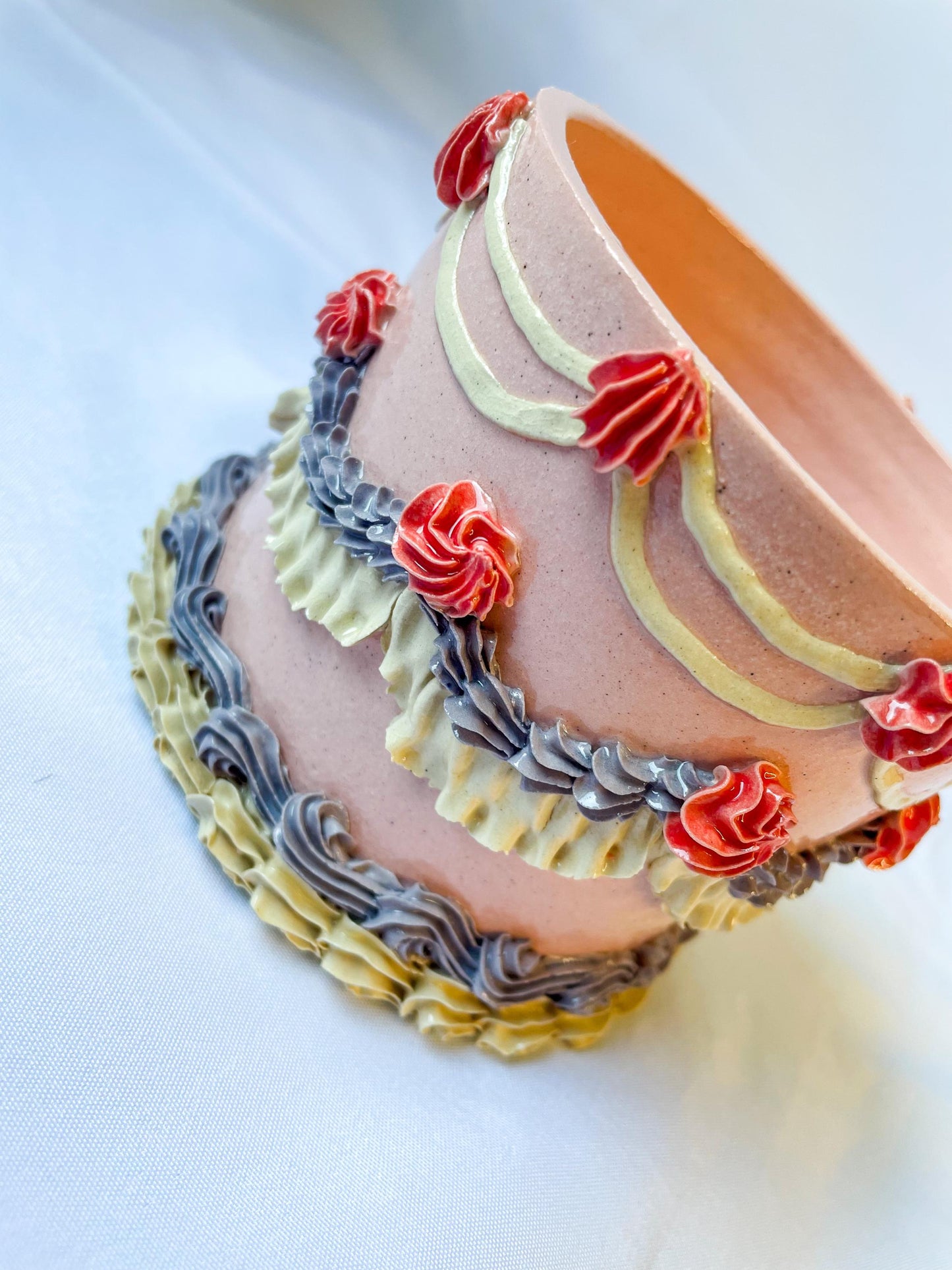 Pink and Purple Ceramic Cake Planter