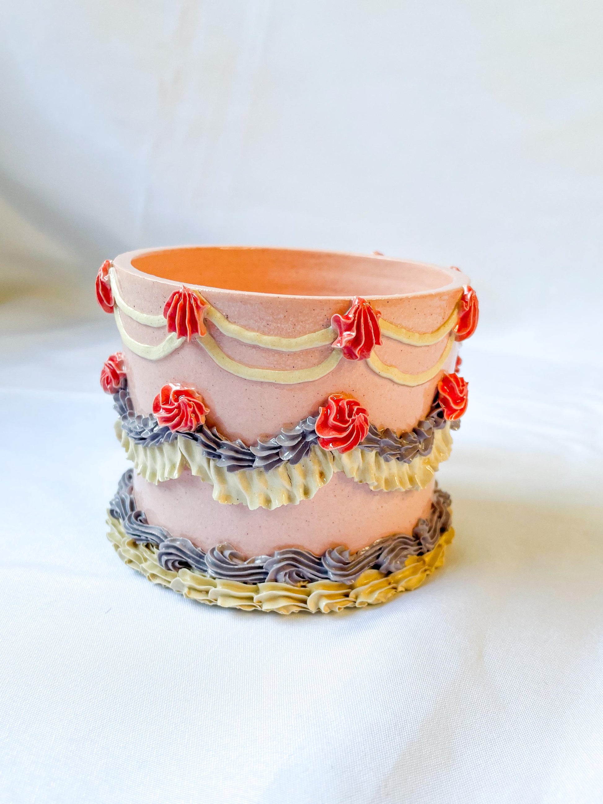Pink and Purple Ceramic Cake Planter
