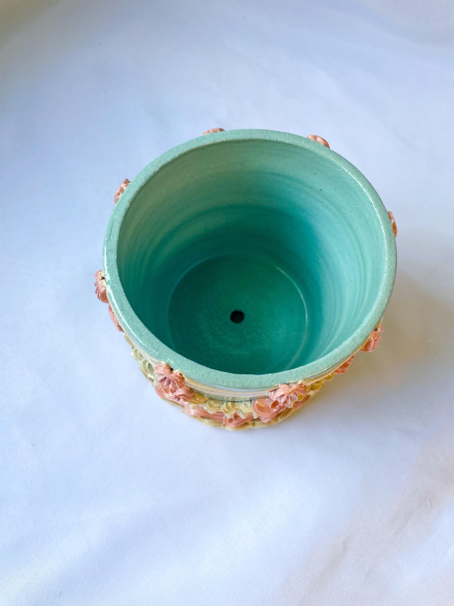 Light Blue and Pink Ceramic Cake Planter