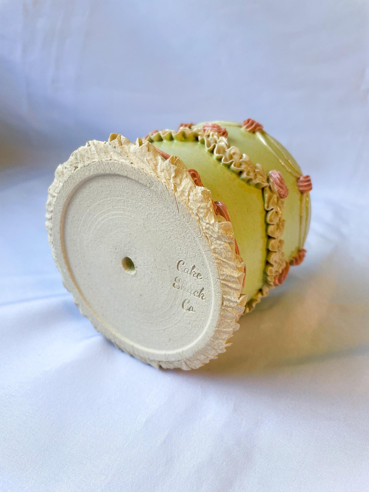 Mint and Pink Ceramic Cake Planter