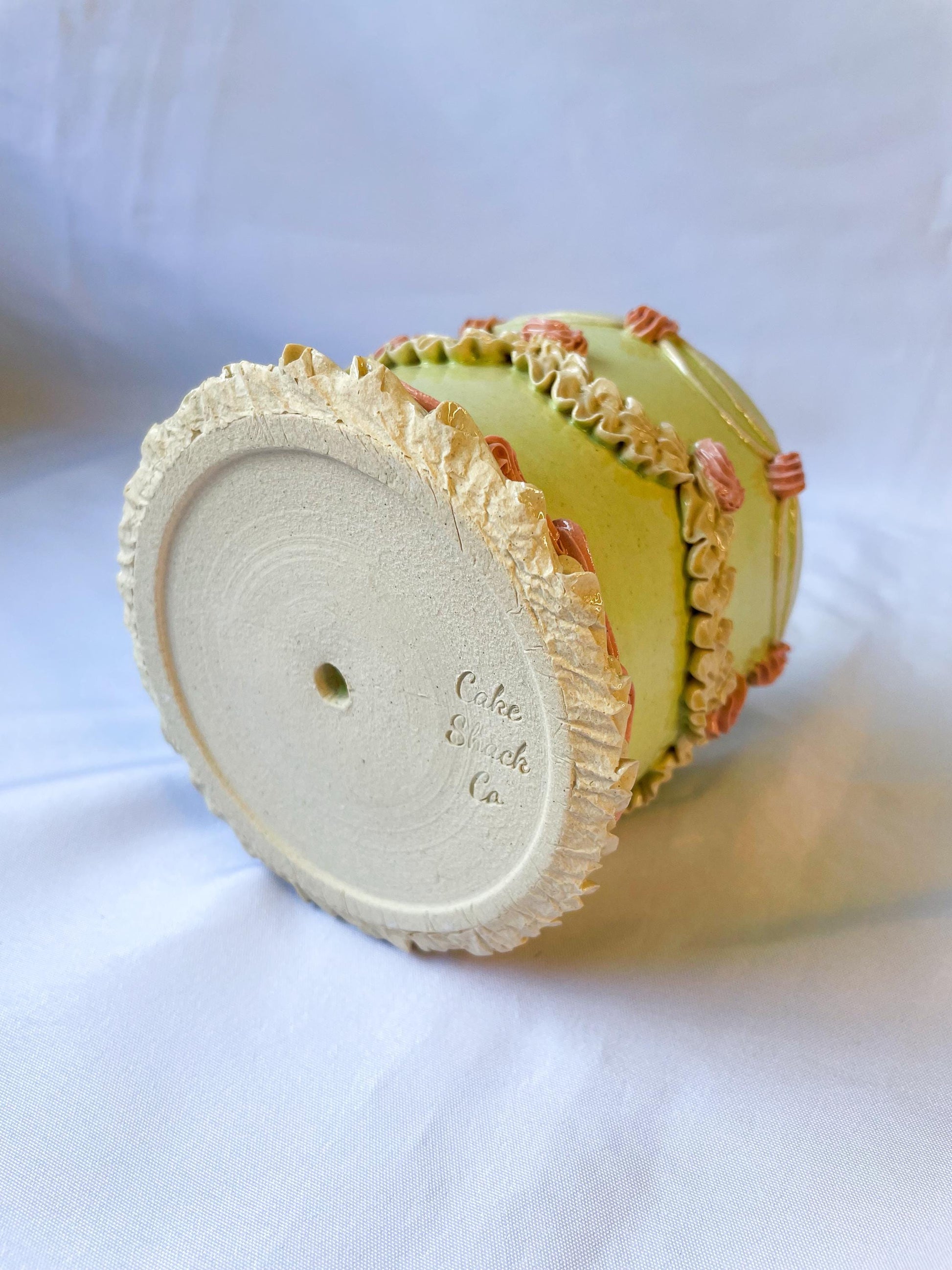 Mint and Pink Ceramic Cake Planter