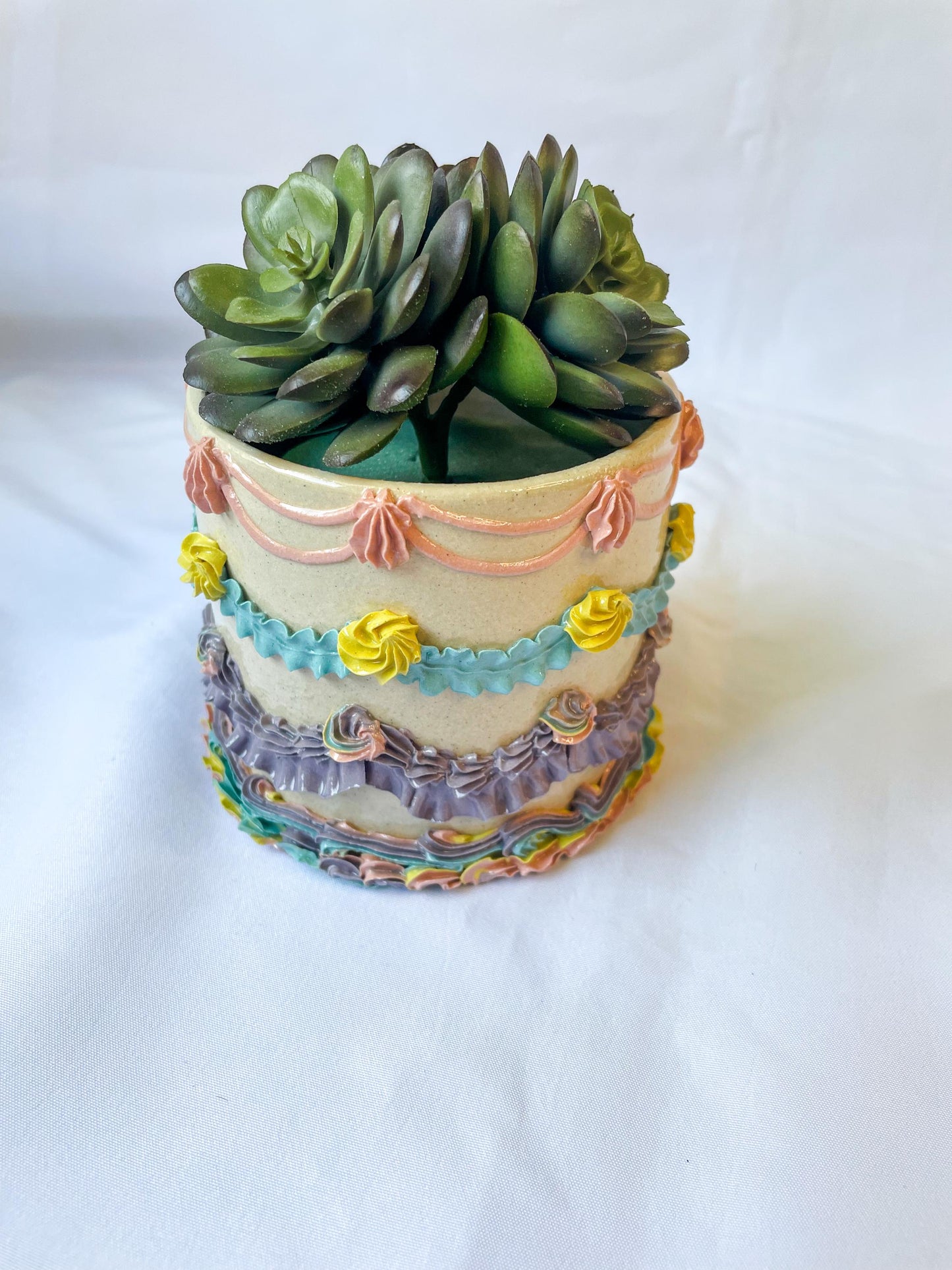 Rainbow Ceramic Cake Planter