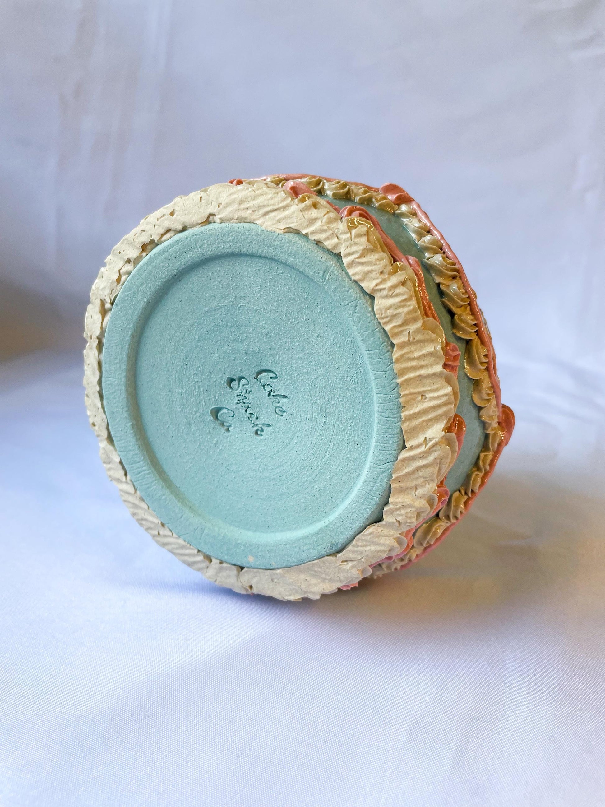 Light Blue and Pink Ceramic Cake Vase