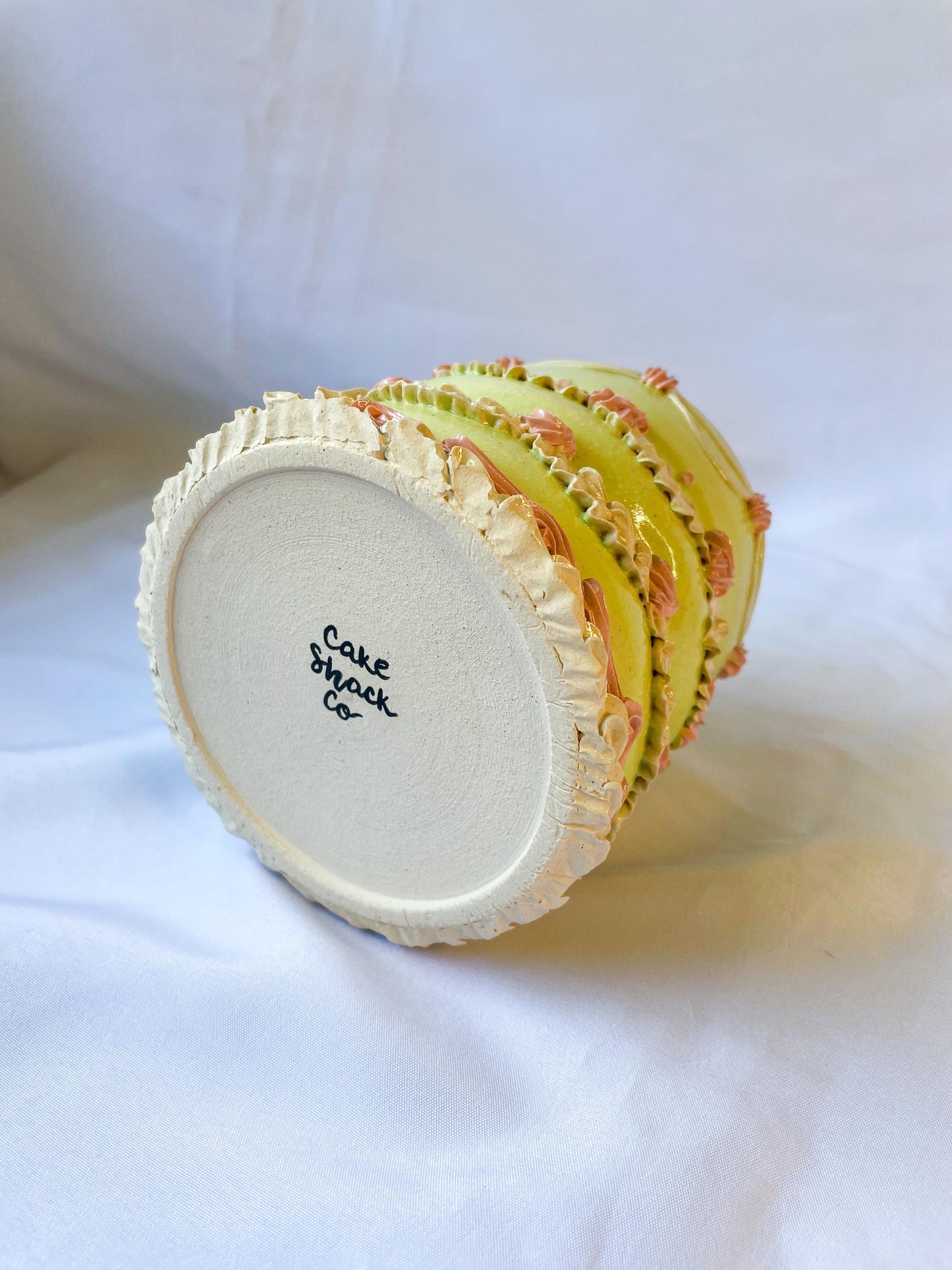 Mint and Pink Ceramic Cake Vase