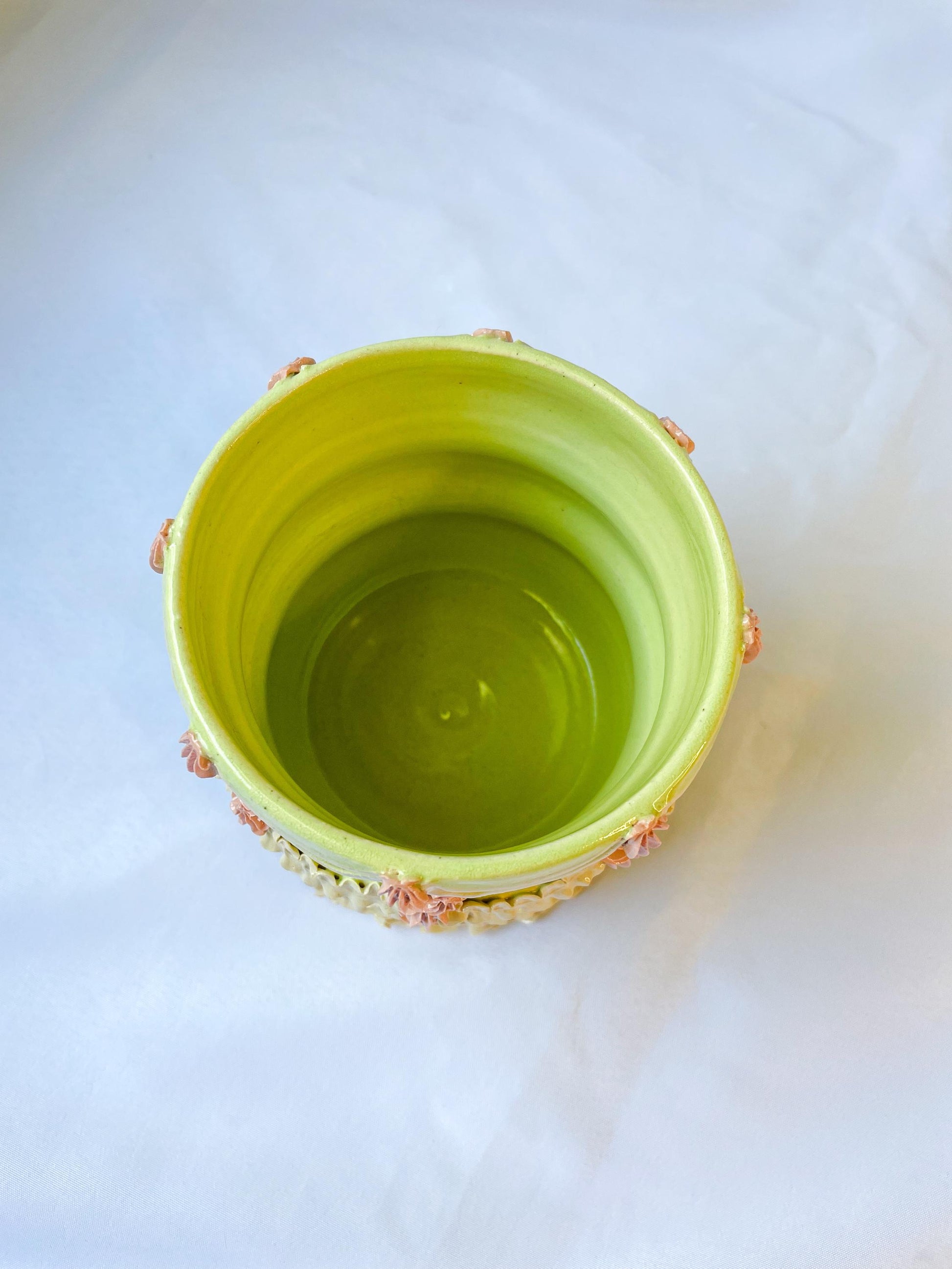 Mint and Pink Ceramic Cake Vase