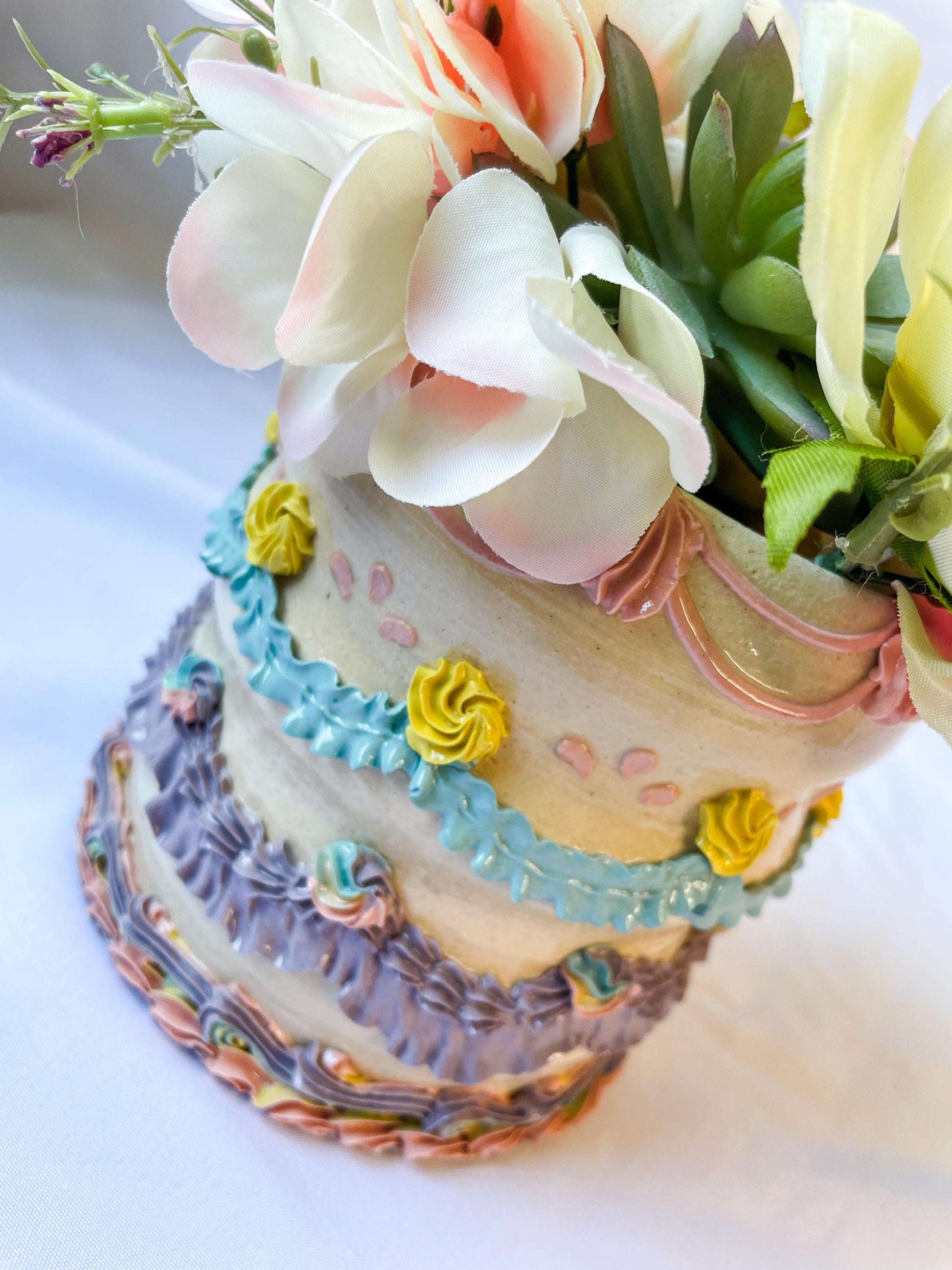 Rainbow Ceramic Cake Vase