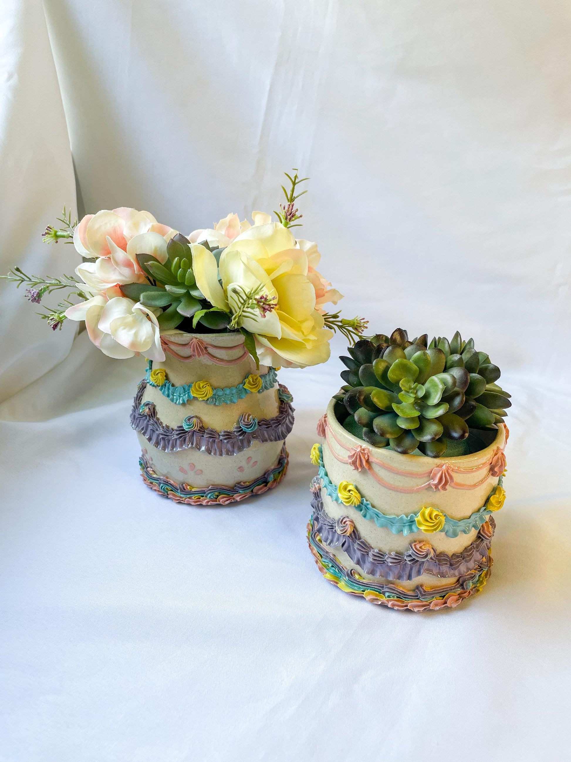 Rainbow Ceramic Cake Vase