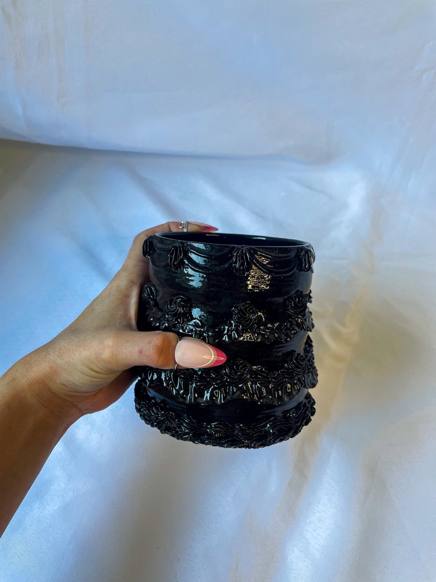 Gothic Black Ceramic Cake Vase