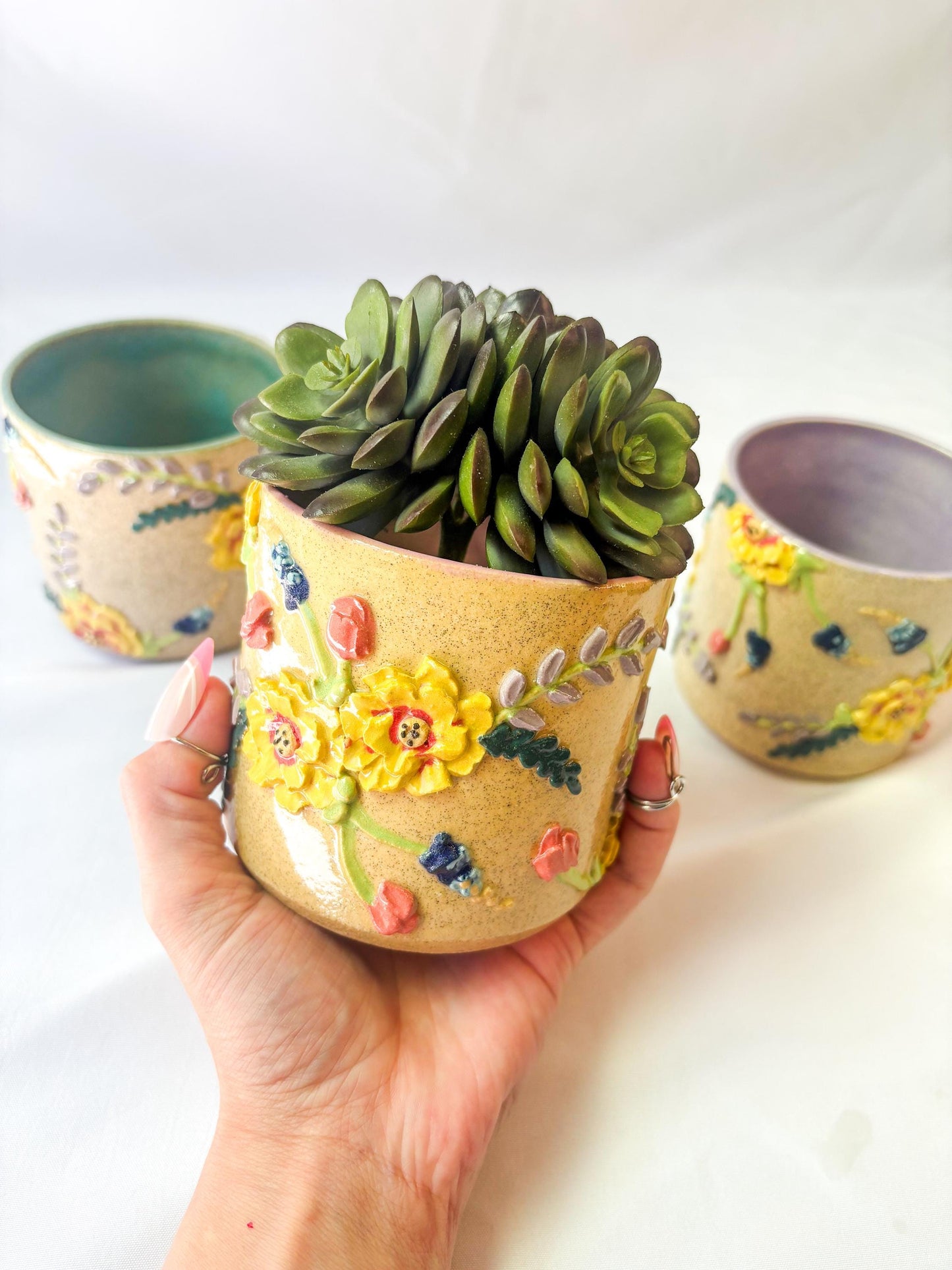 Ceramic Wildflower Inspired Planters