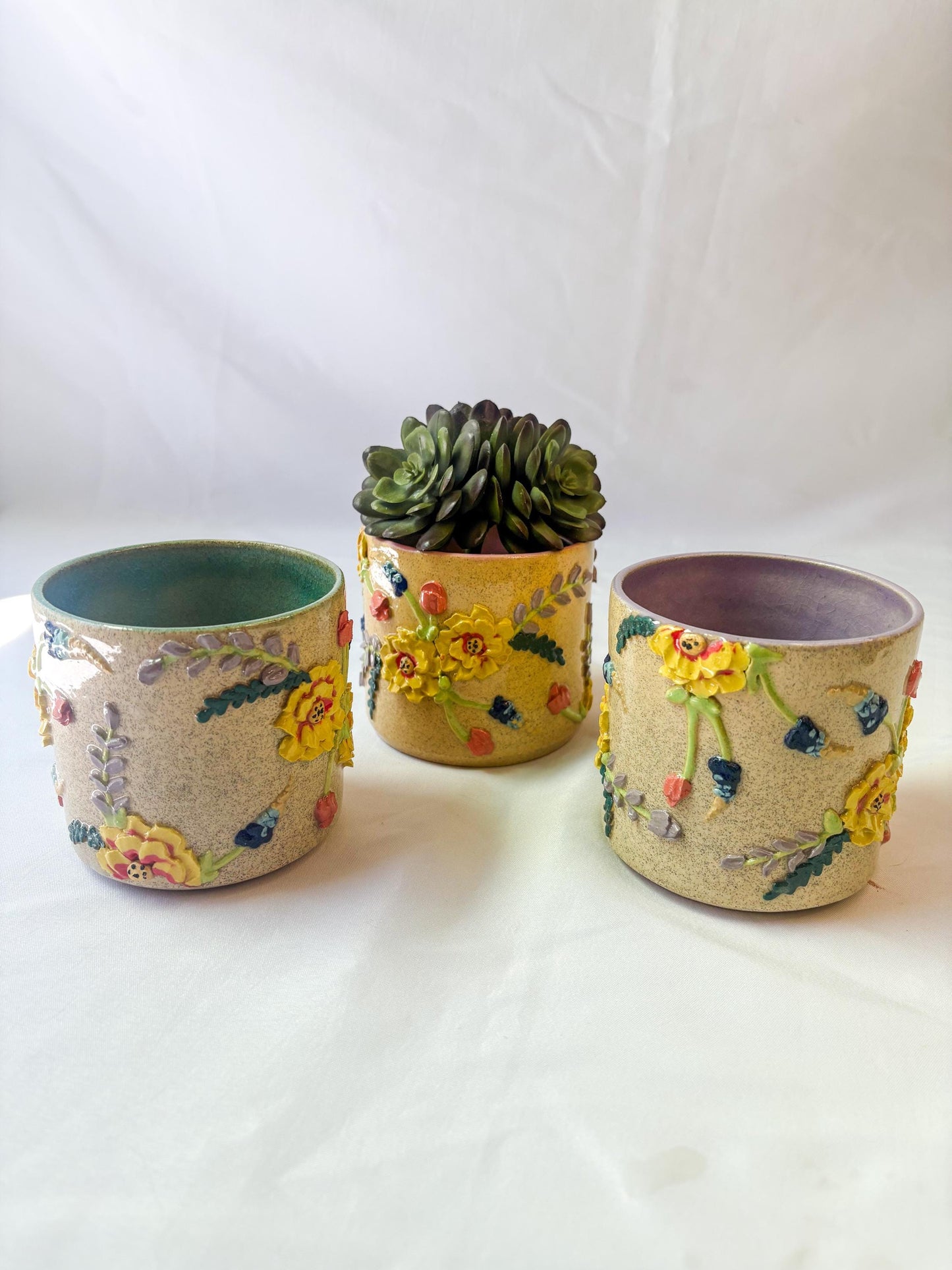 Ceramic Wildflower Inspired Planters