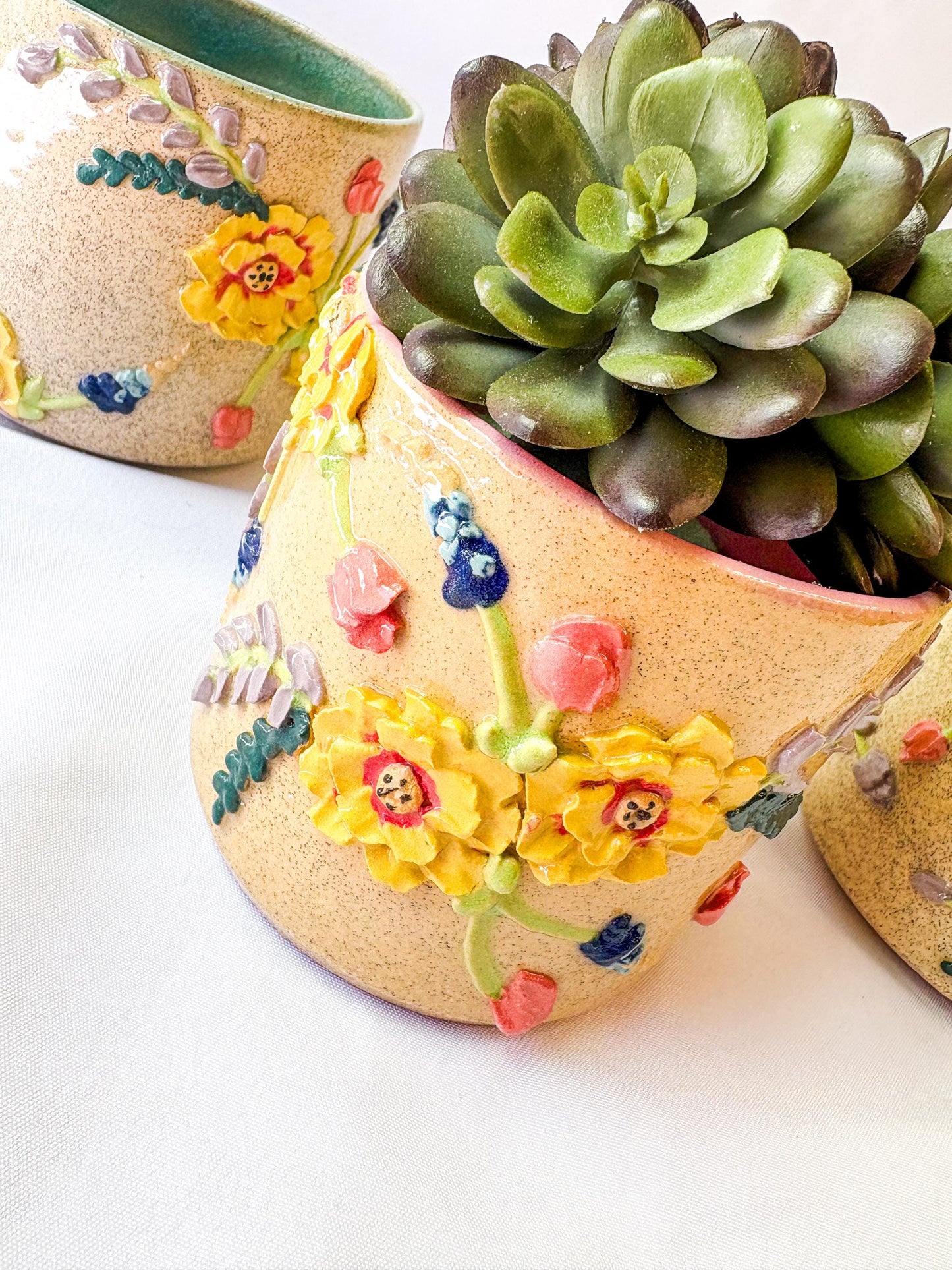 Ceramic Wildflower Inspired Planters