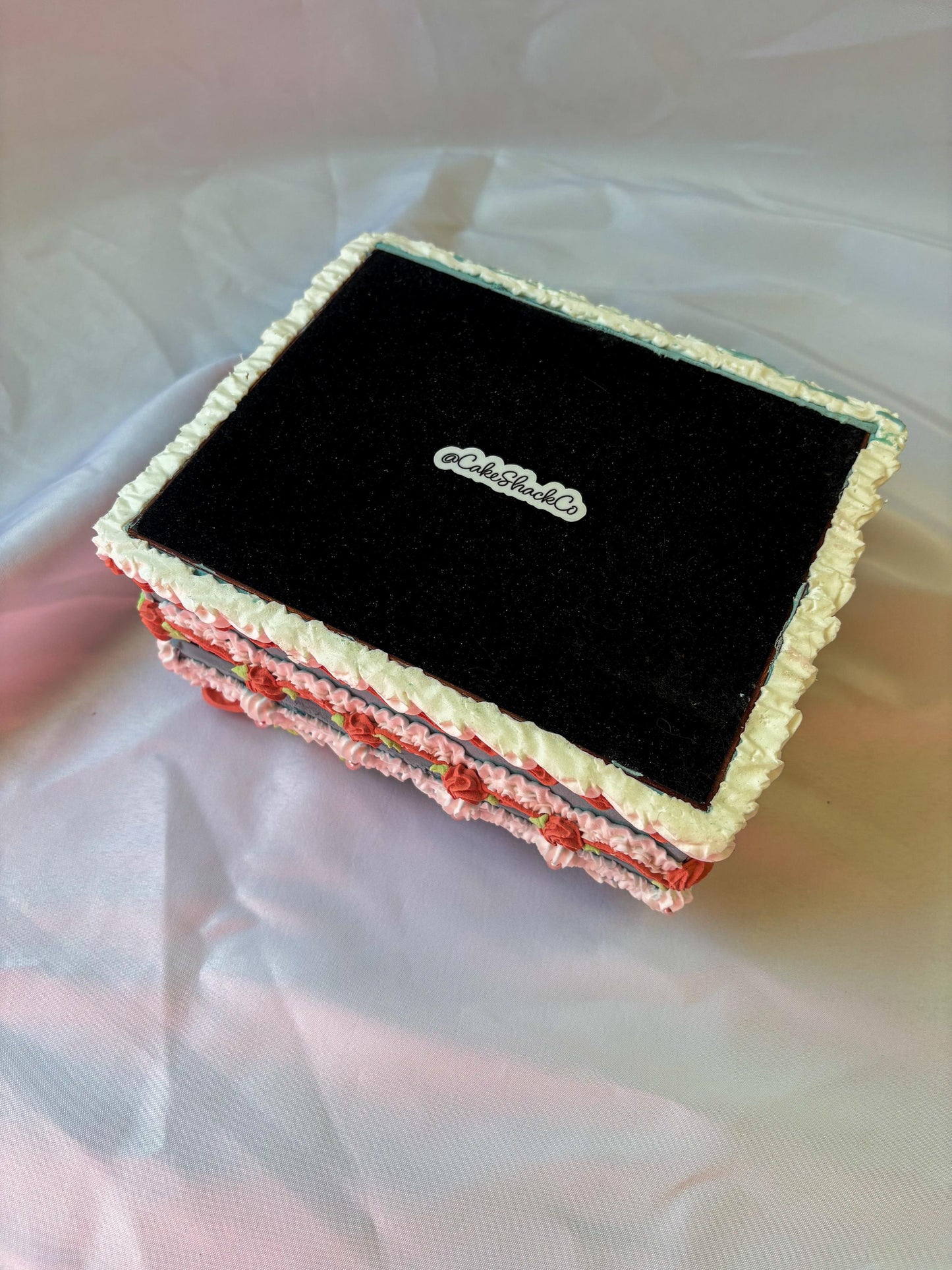 Floral Fake Cake Jewelry Box with Picture Frame