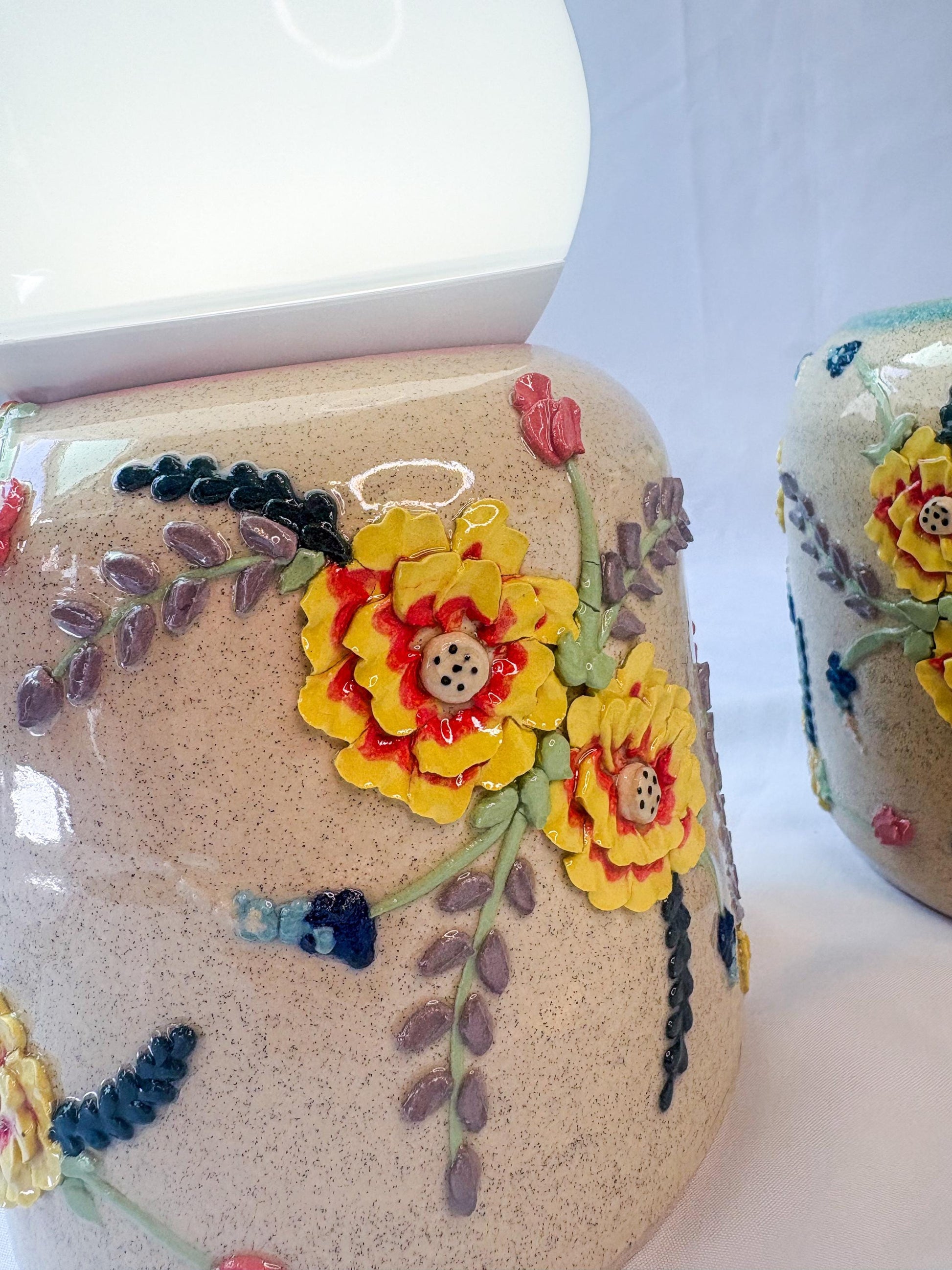 Texas Wildflower Ceramic Cake Table Lamp