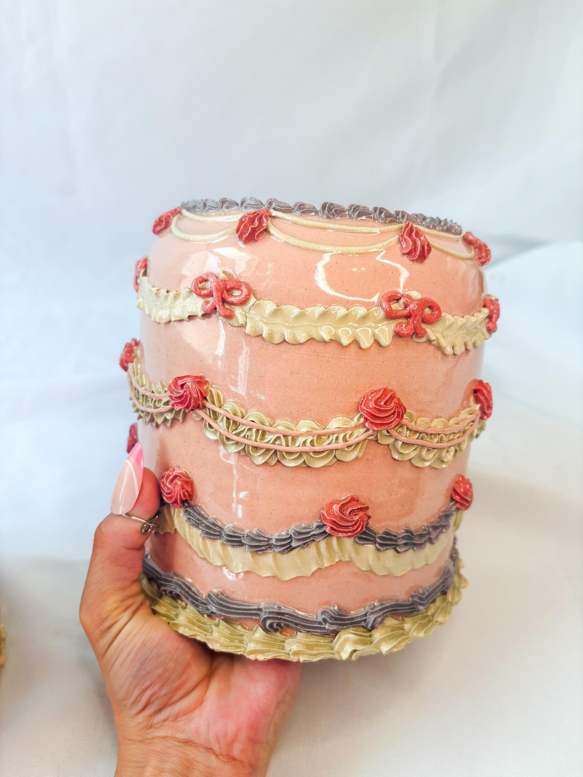 Pink and Purple Ceramic Cake Lamp