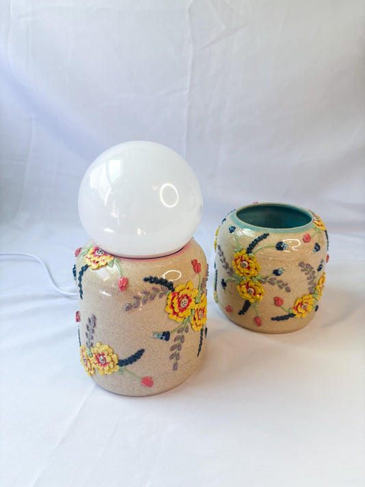 Texas Wildflower Ceramic Cake Table Lamp