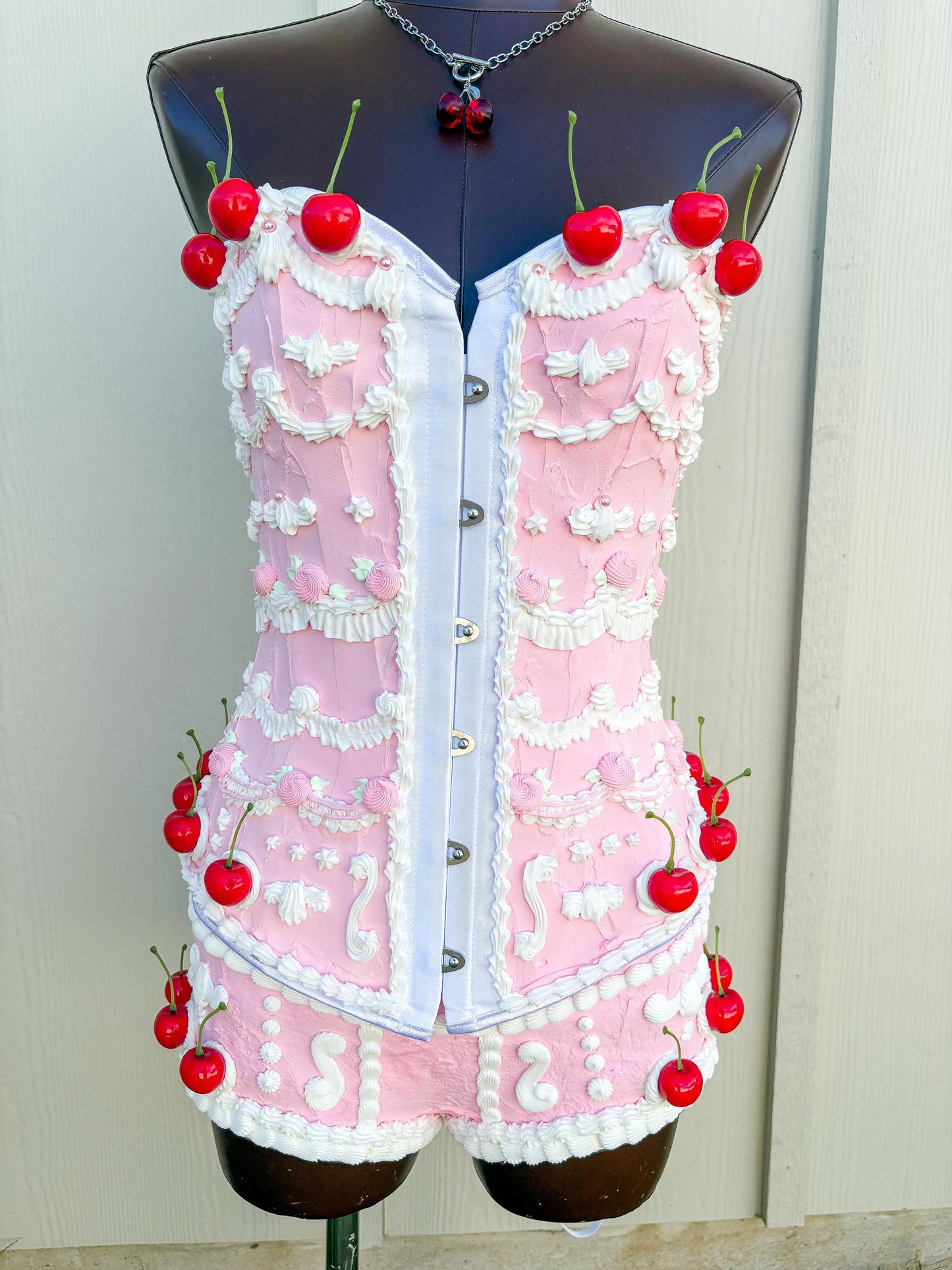 Pink and White Cake Corset with Shorts